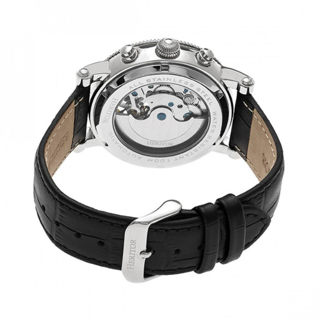 Heritor Automatic Winston Semi - Skeleton Leather - Band Watch - Bundle Bus
