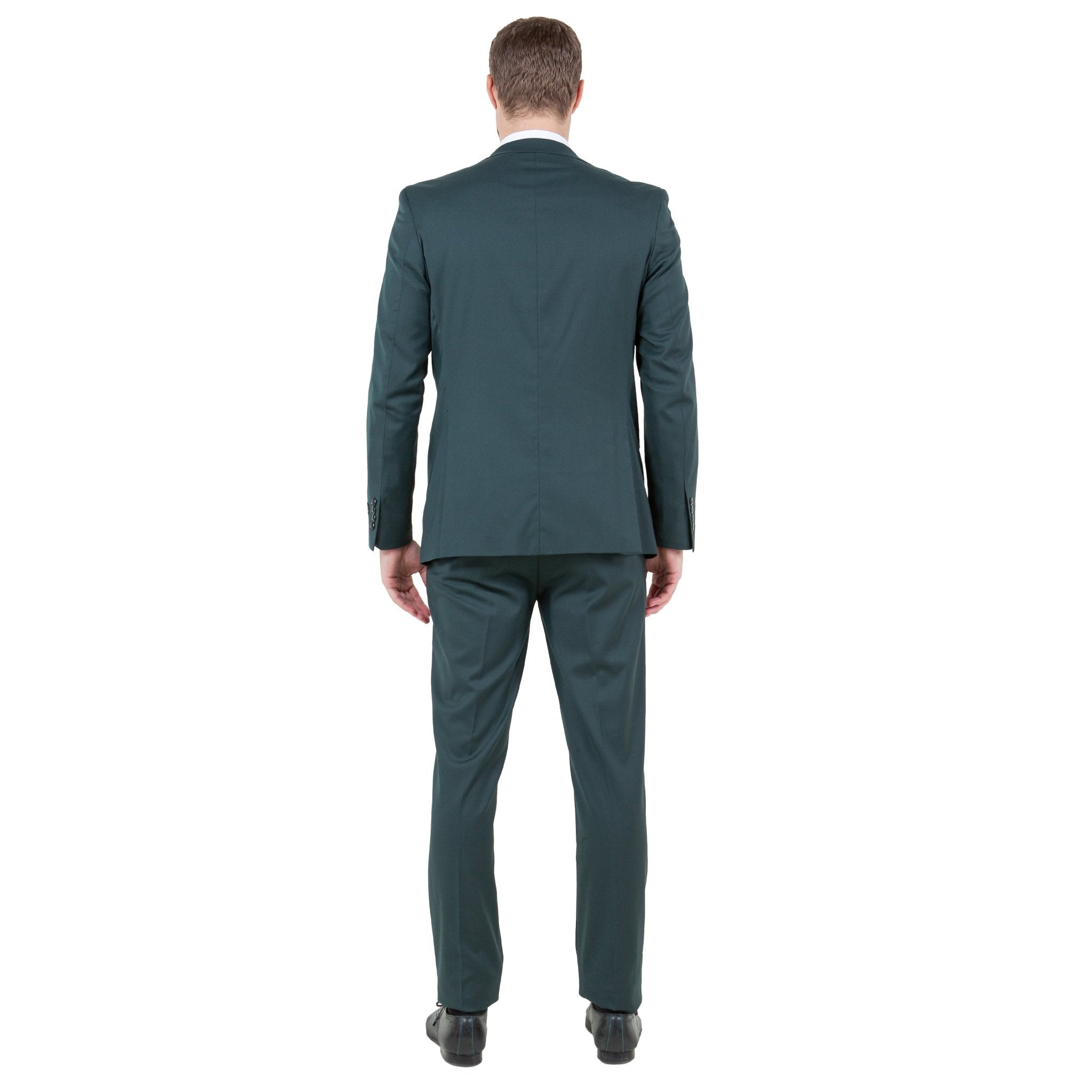 Hunter Green Men's Ultra Slim - Fit 3pc Suit w/ Expandable Waistband - Bundle Bus