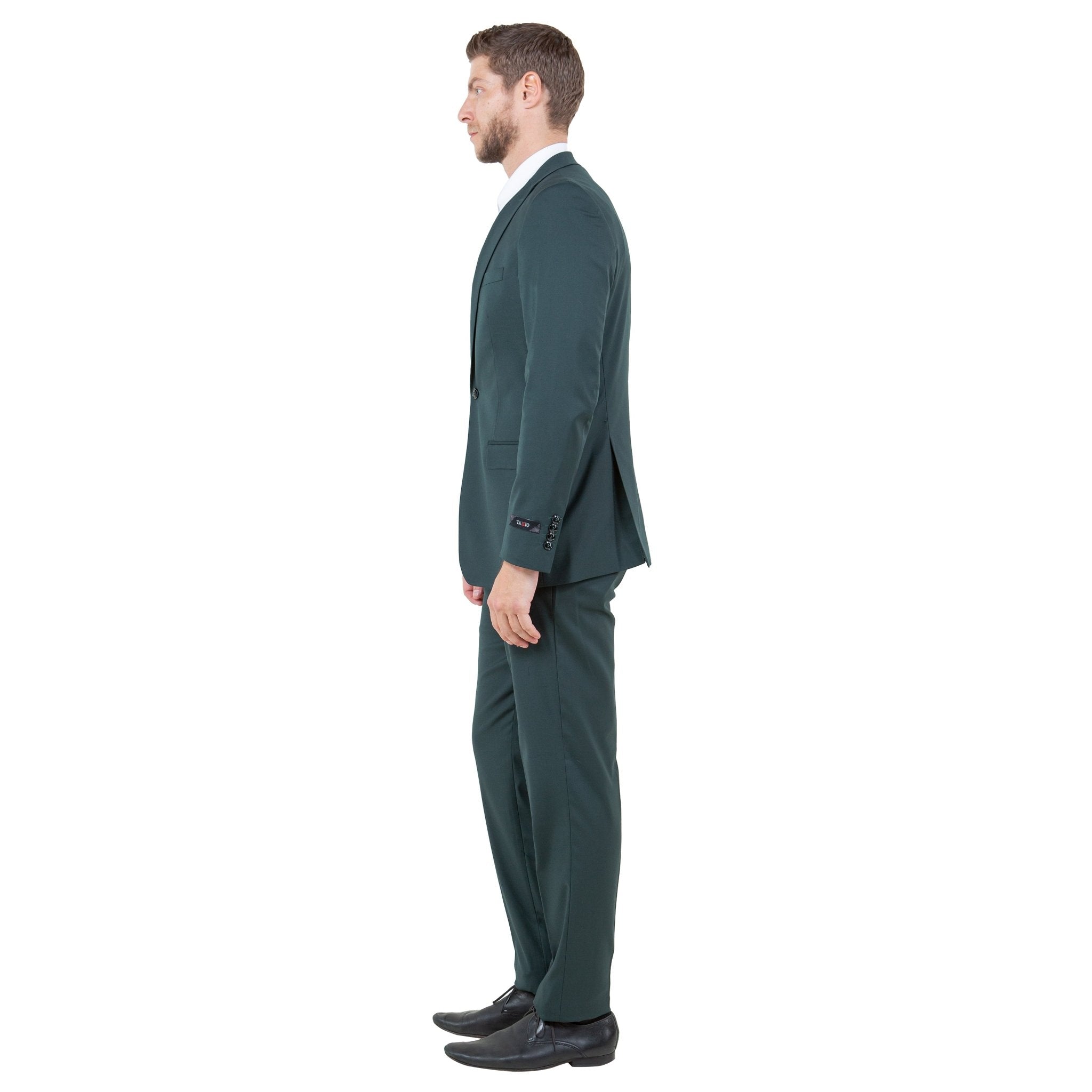 Hunter Green Men's Ultra Slim - Fit 3pc Suit w/ Expandable Waistband - Bundle Bus