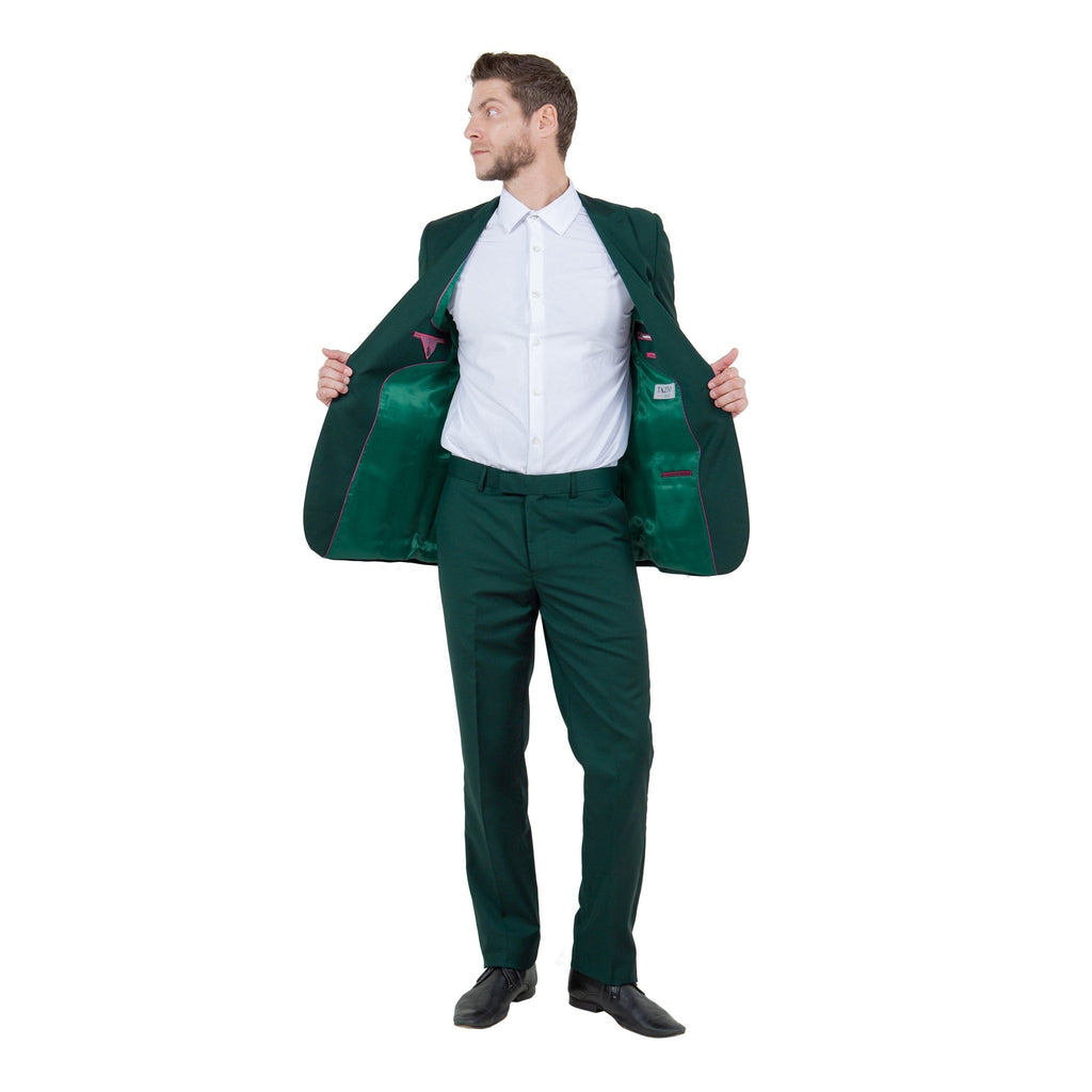 Hunter Green Solid 2 - PC Slim Fit Performance Stretch Suits - Bundle Bus