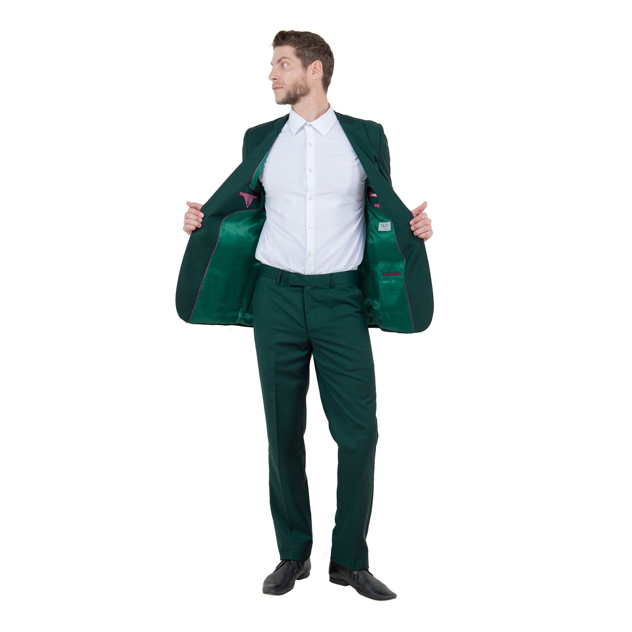 Hunter Green Solid 2 - PC Slim Fit Performance Stretch Suits - Bundle Bus