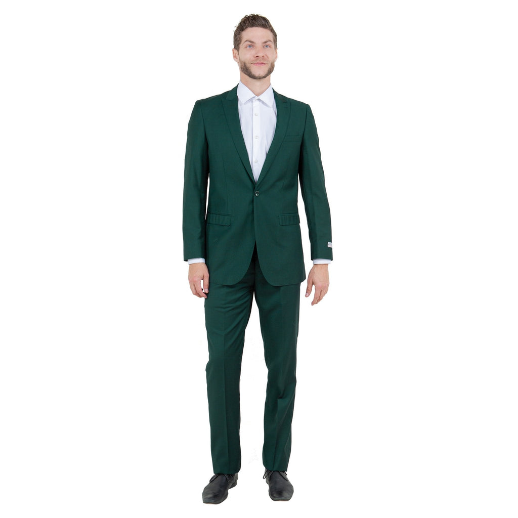Hunter Green Solid 2 - PC Slim Fit Performance Stretch Suits - Bundle Bus