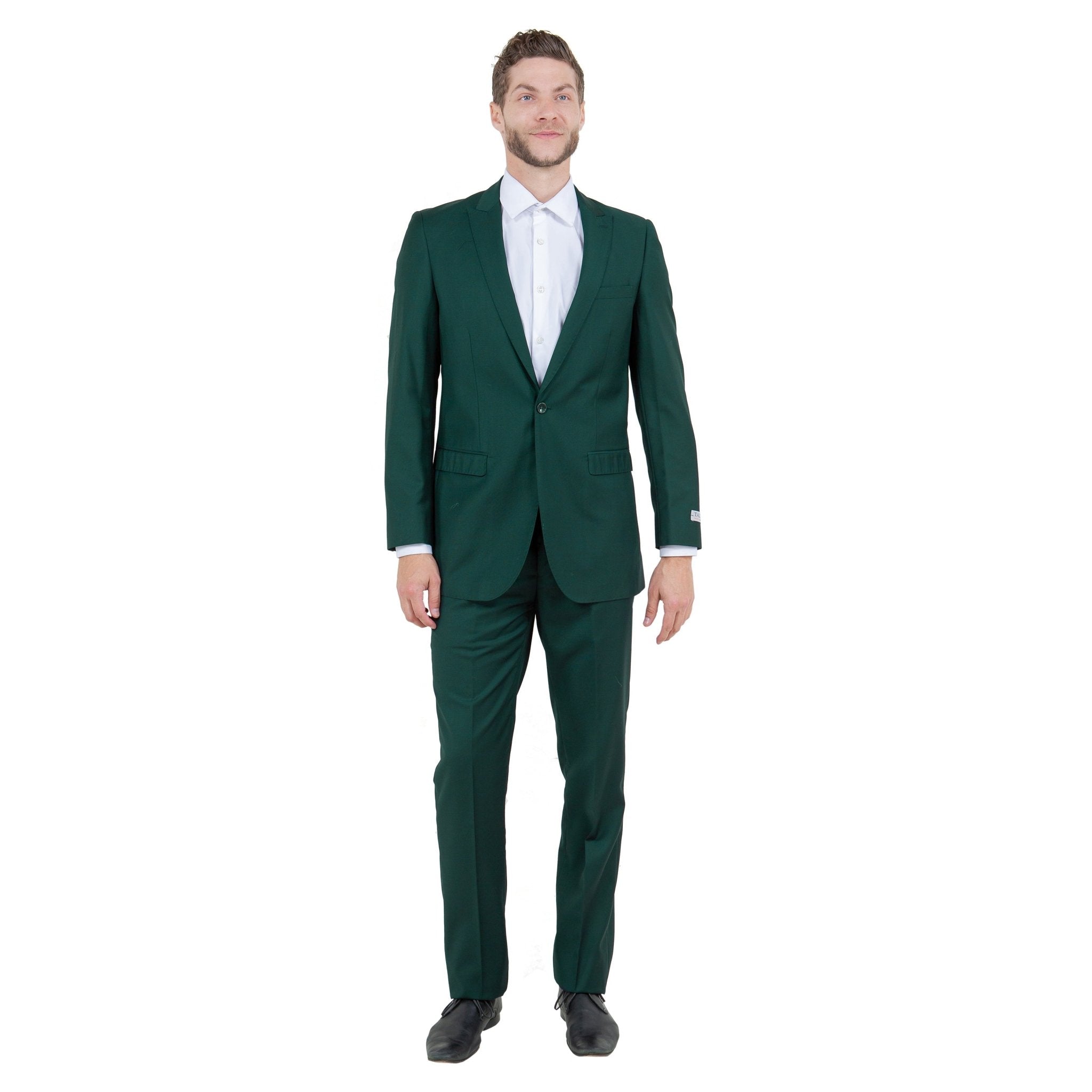 Hunter Green Solid 2 - PC Slim Fit Performance Stretch Suits - Bundle Bus