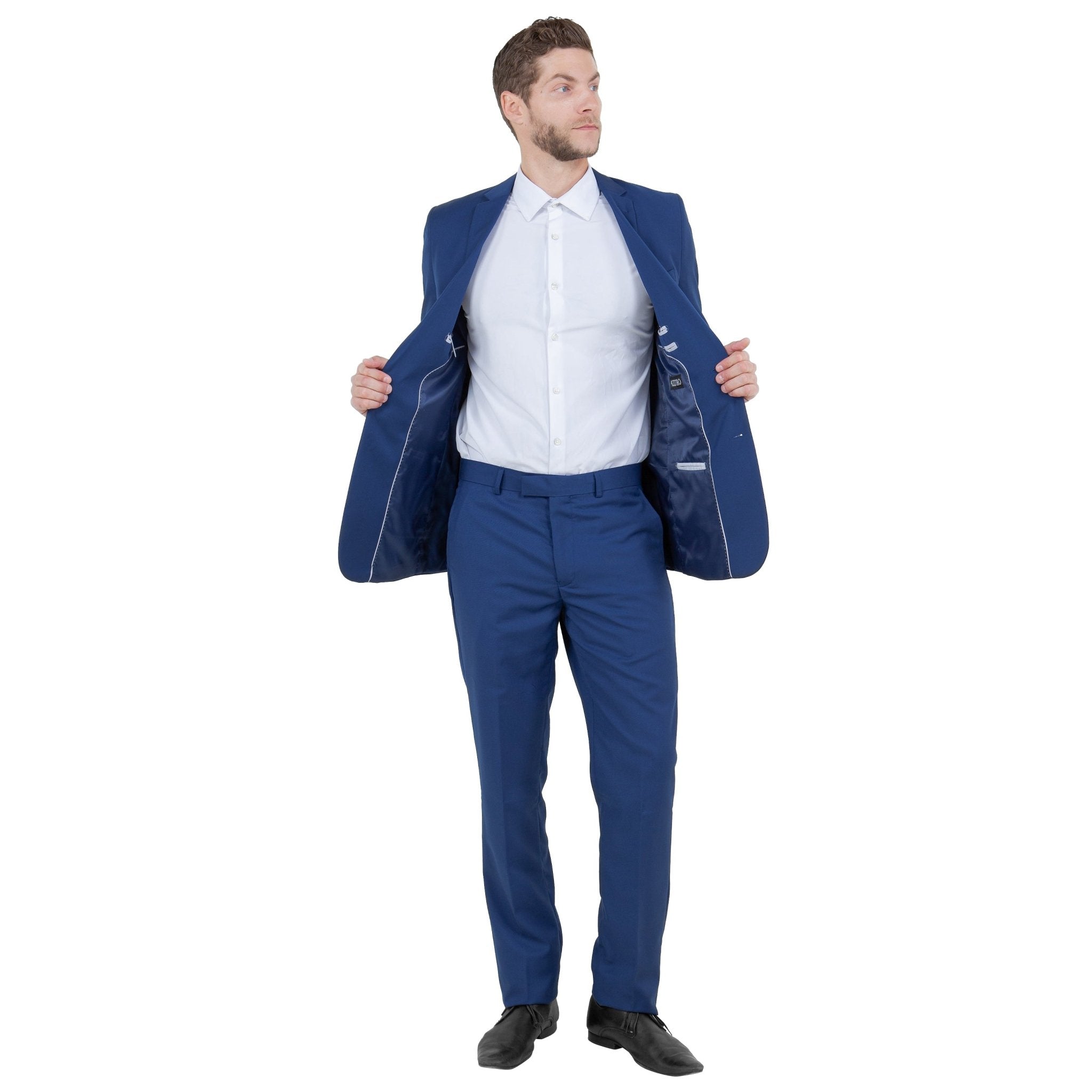 Indigo Men's Hybrid - Fit 3pc Paisley Suit w/ Wide Black Shawl Collar - Bundle Bus