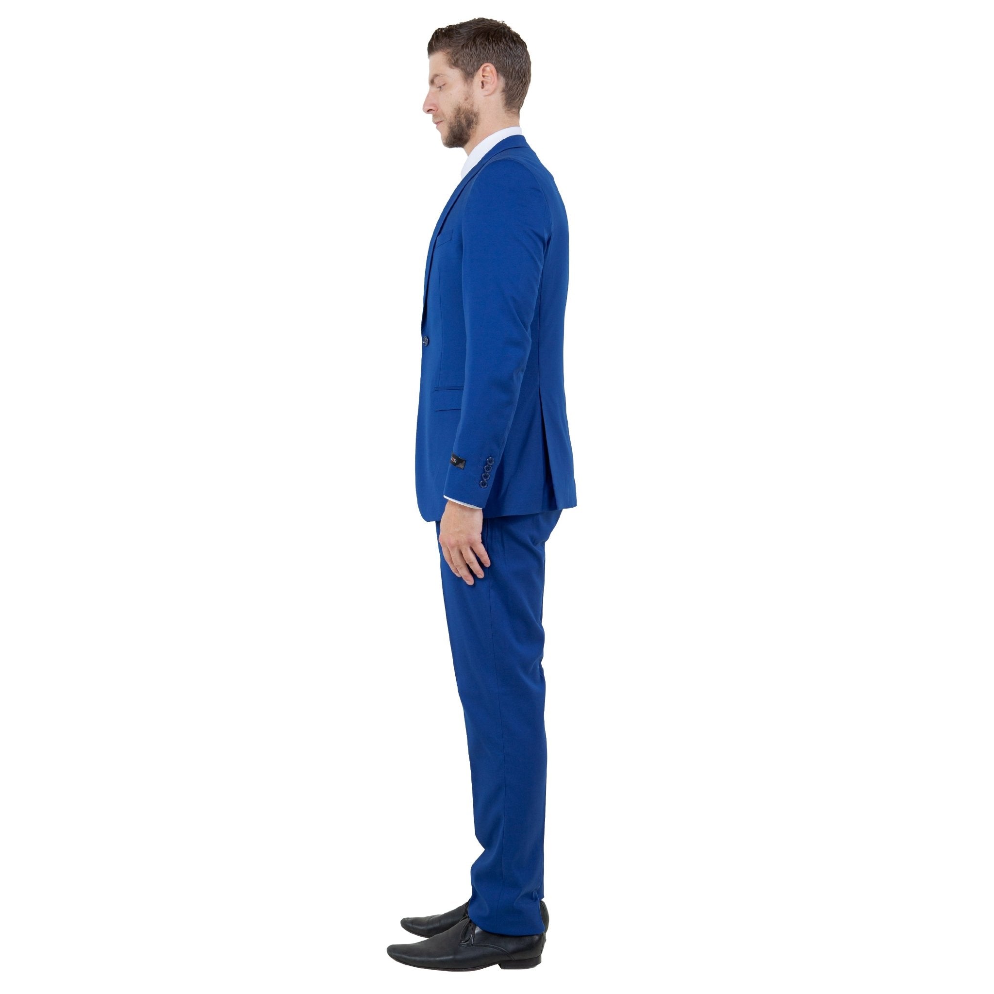 Indigo Men's Ultra Slim - Fit 3pc Suit w/ Expandable Waistband - Bundle Bus