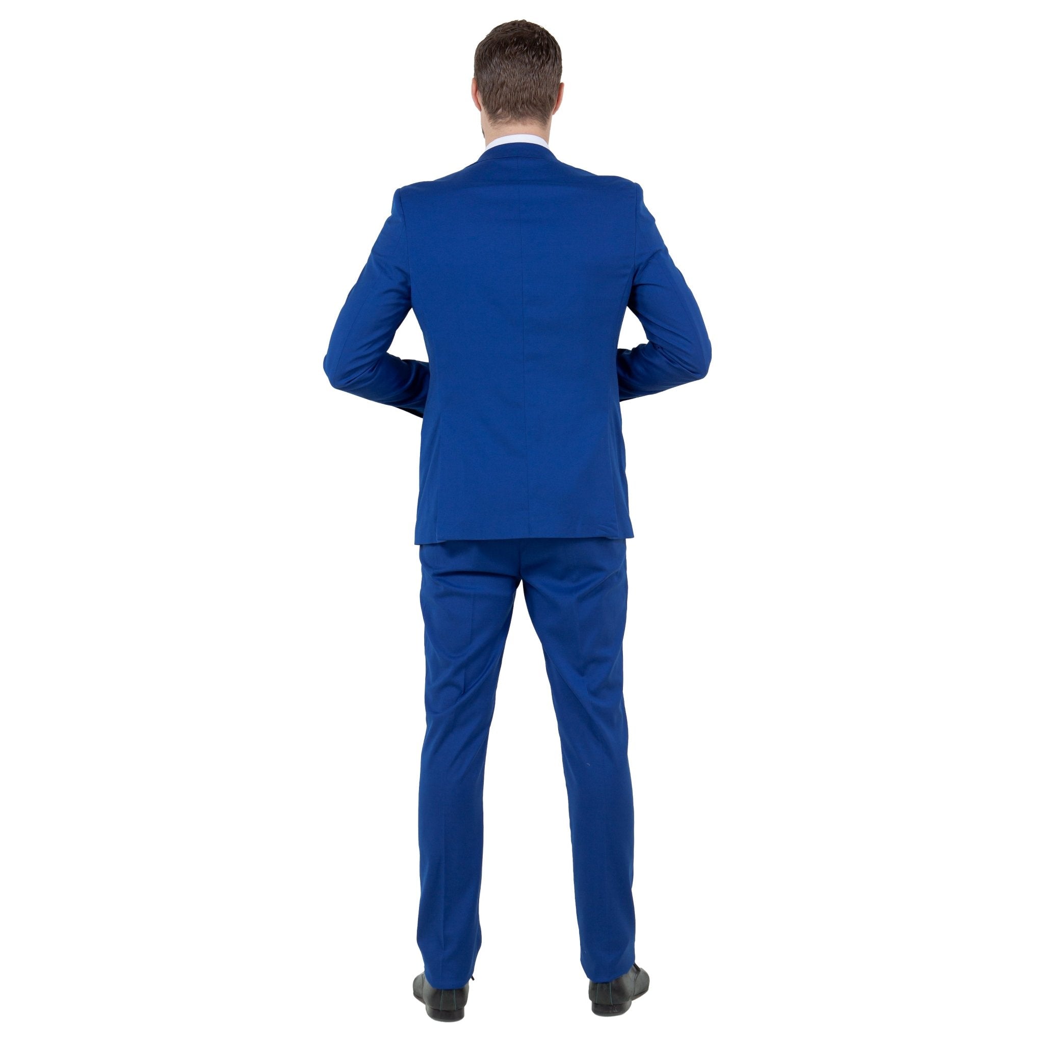 Indigo Men's Ultra Slim - Fit 3pc Suit w/ Expandable Waistband - Bundle Bus