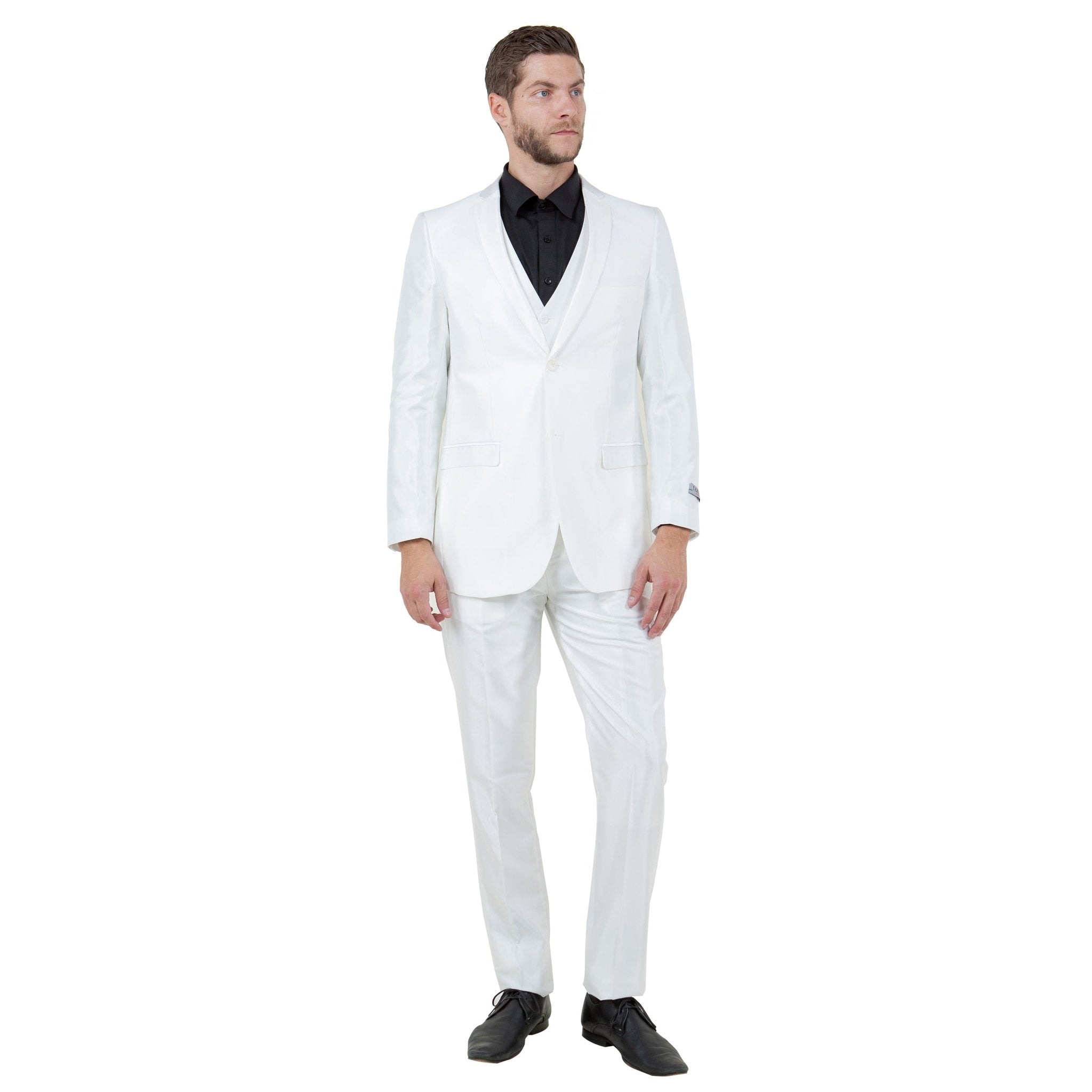Ivory Men's Sharskin Slim - Fit 3 - Piece Suit - Bundle Bus