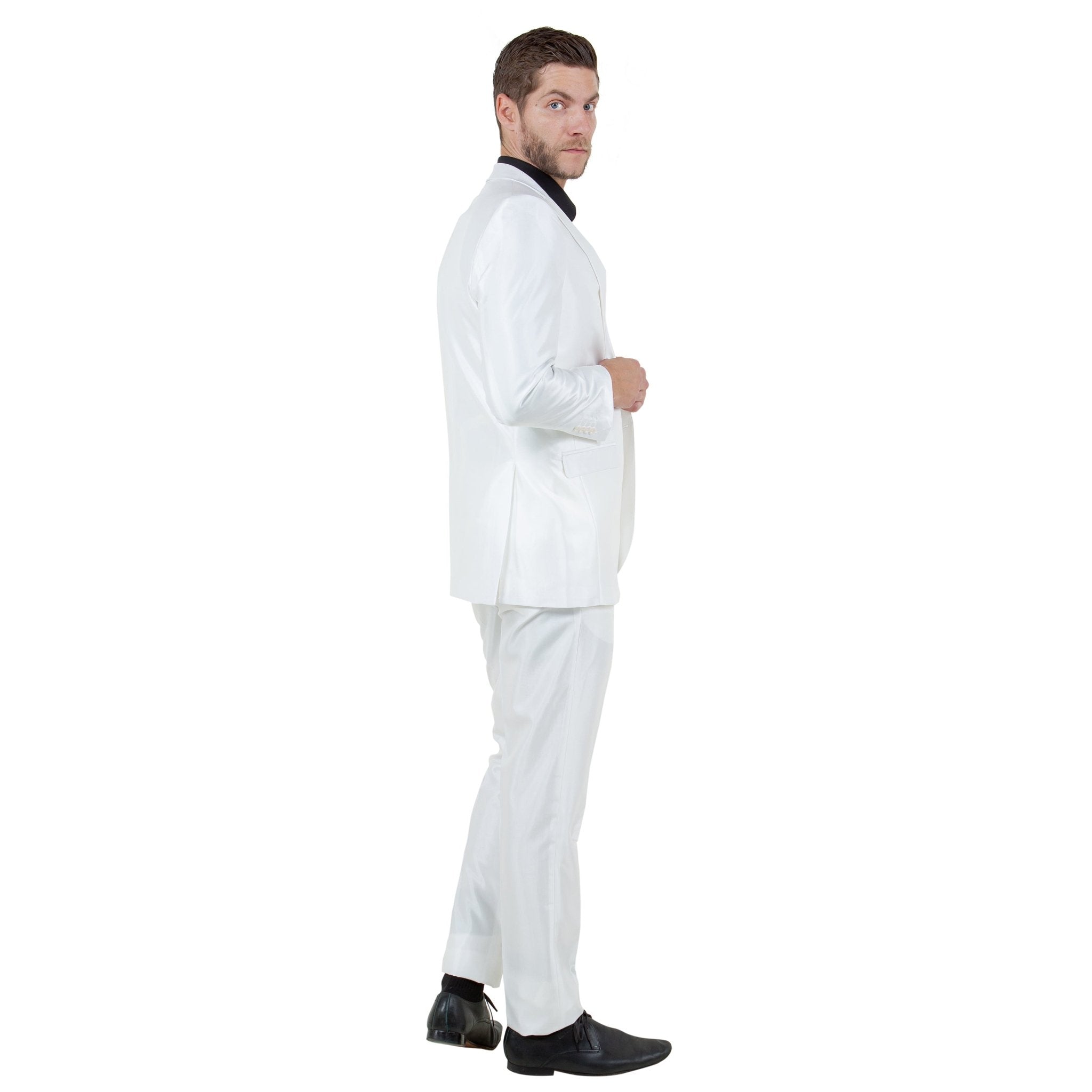 Ivory Men's Sharskin Slim - Fit 3 - Piece Suit - Bundle Bus