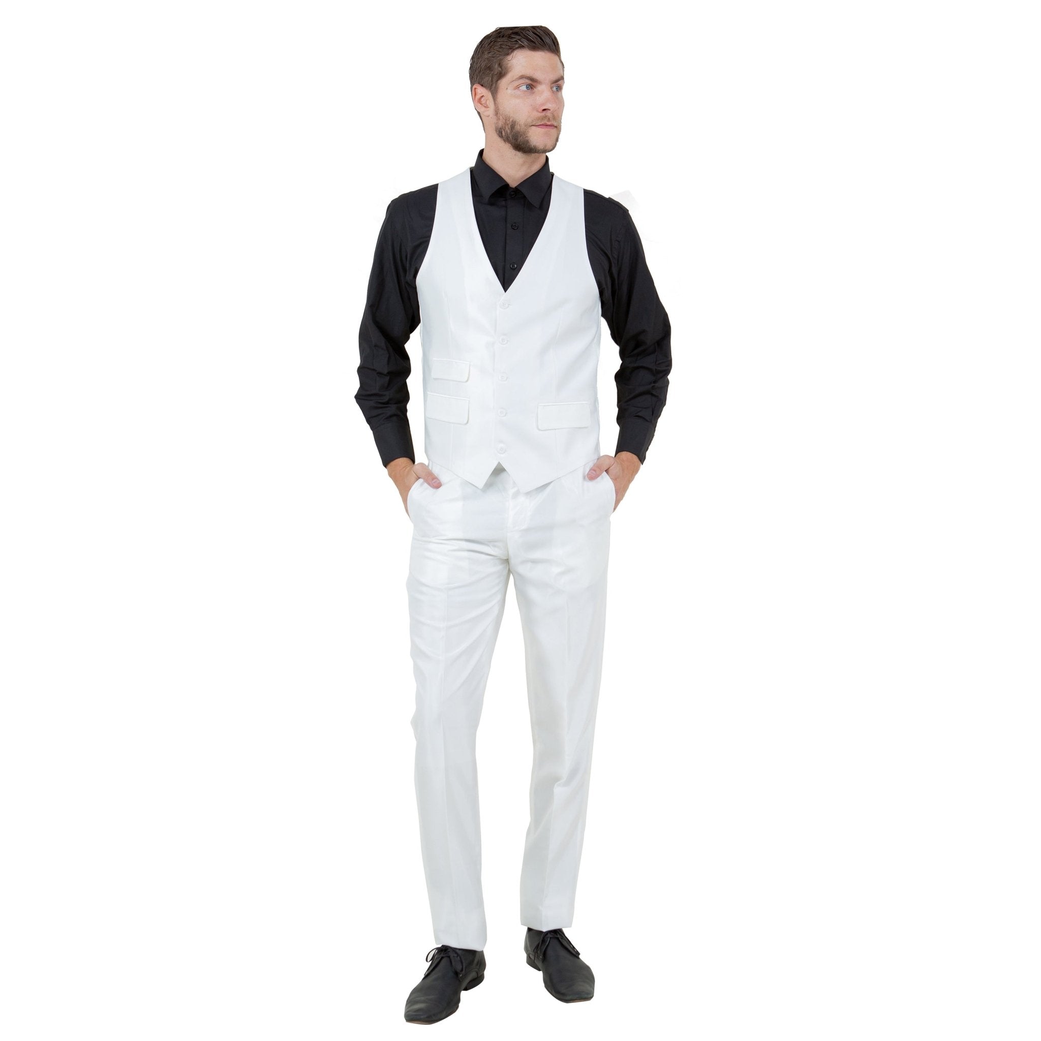 Ivory Men's Sharskin Slim - Fit 3 - Piece Suit - Bundle Bus