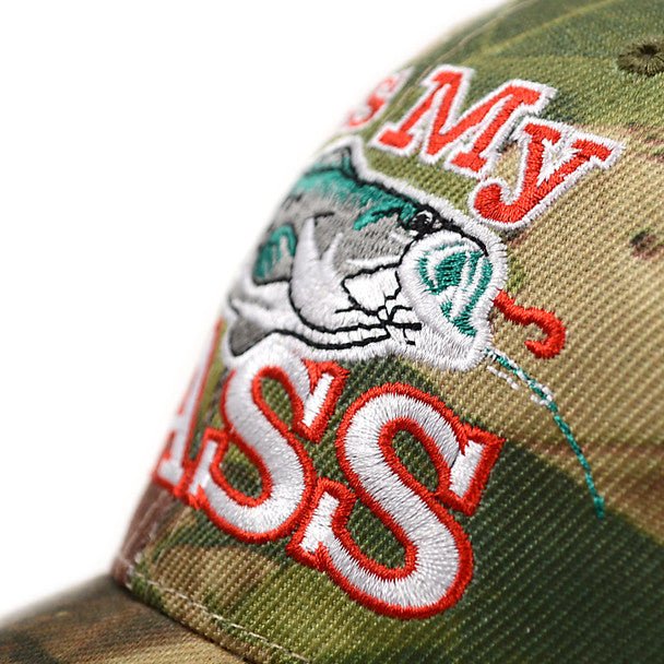 "Kiss My Bass" Camo 3D Embroidered Baseball Cap, Hat EBC10296 - Bundle Bus