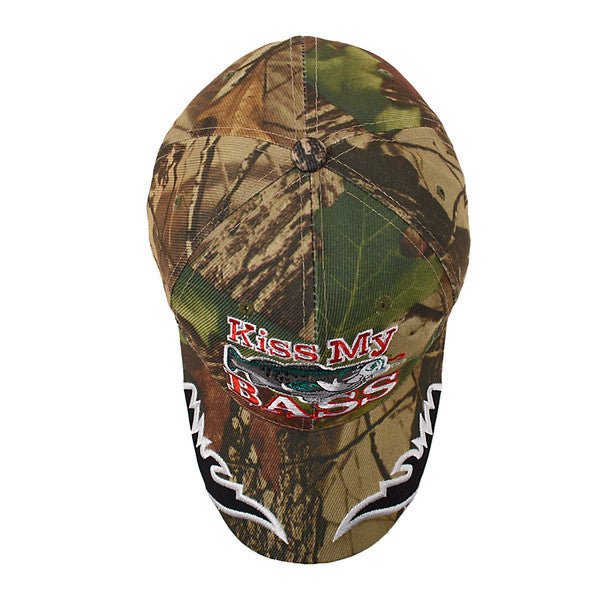 "Kiss My Bass" Camo 3D Embroidered Baseball Cap, Hat EBC10296 - Bundle Bus