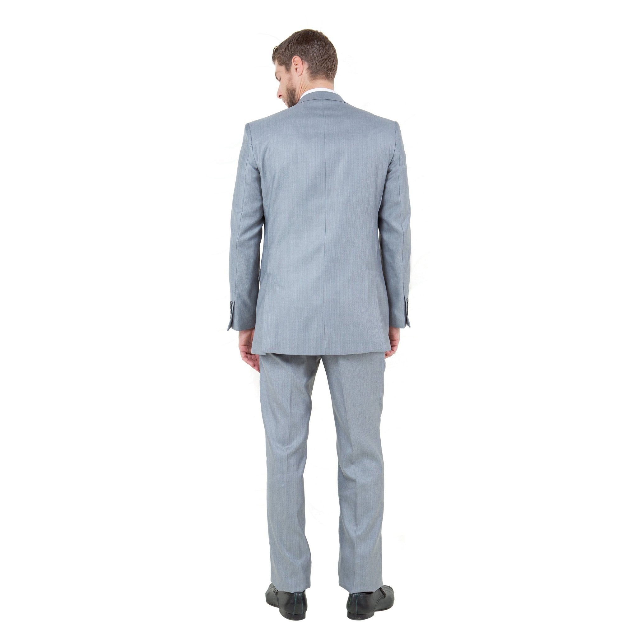 Lt. Gray Solid Shiny Sharkskin 3 - PC Regular Modern Fit Suits - Bundle Bus