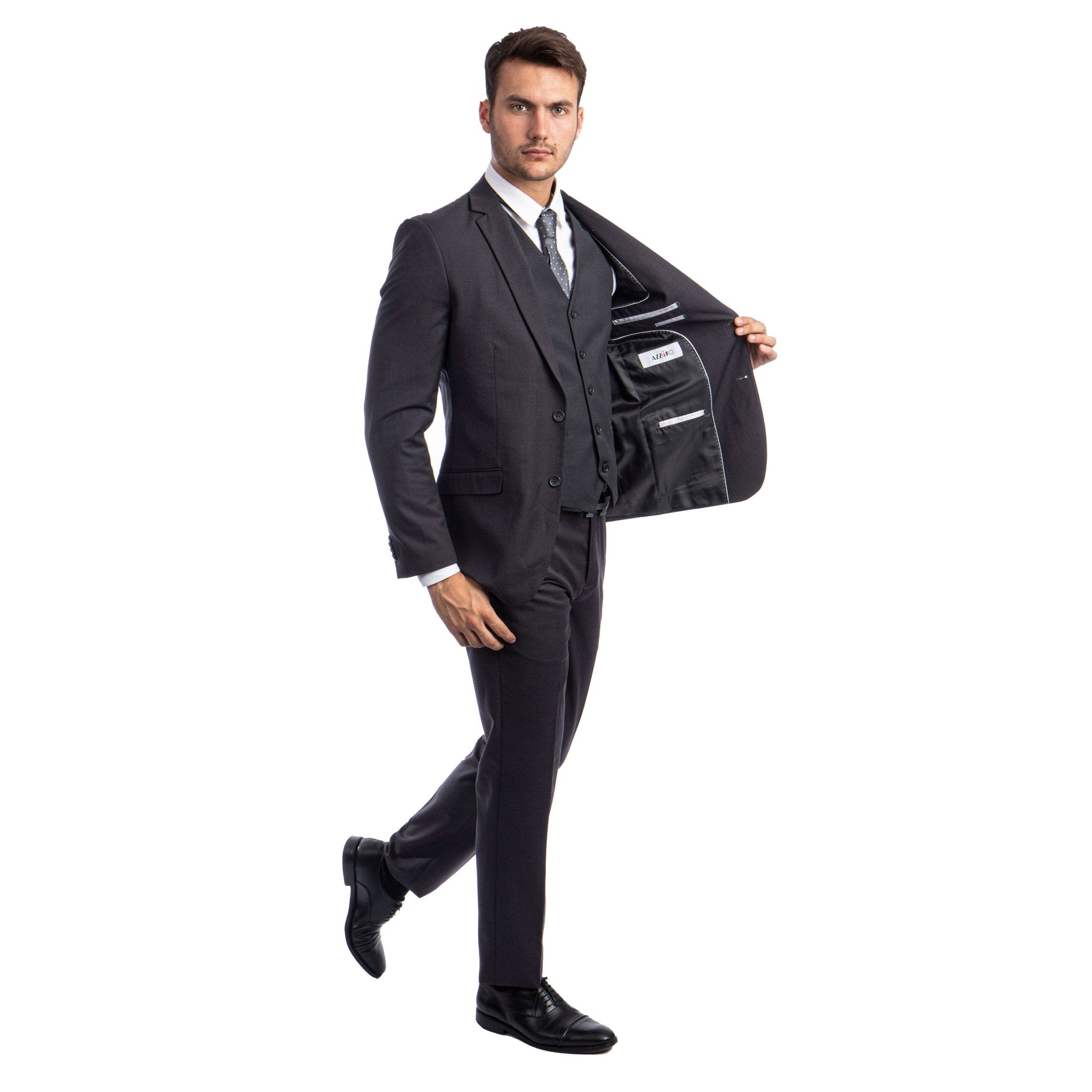 Men's 3pc Solid Suit, Notch Lapel - Bundle Bus