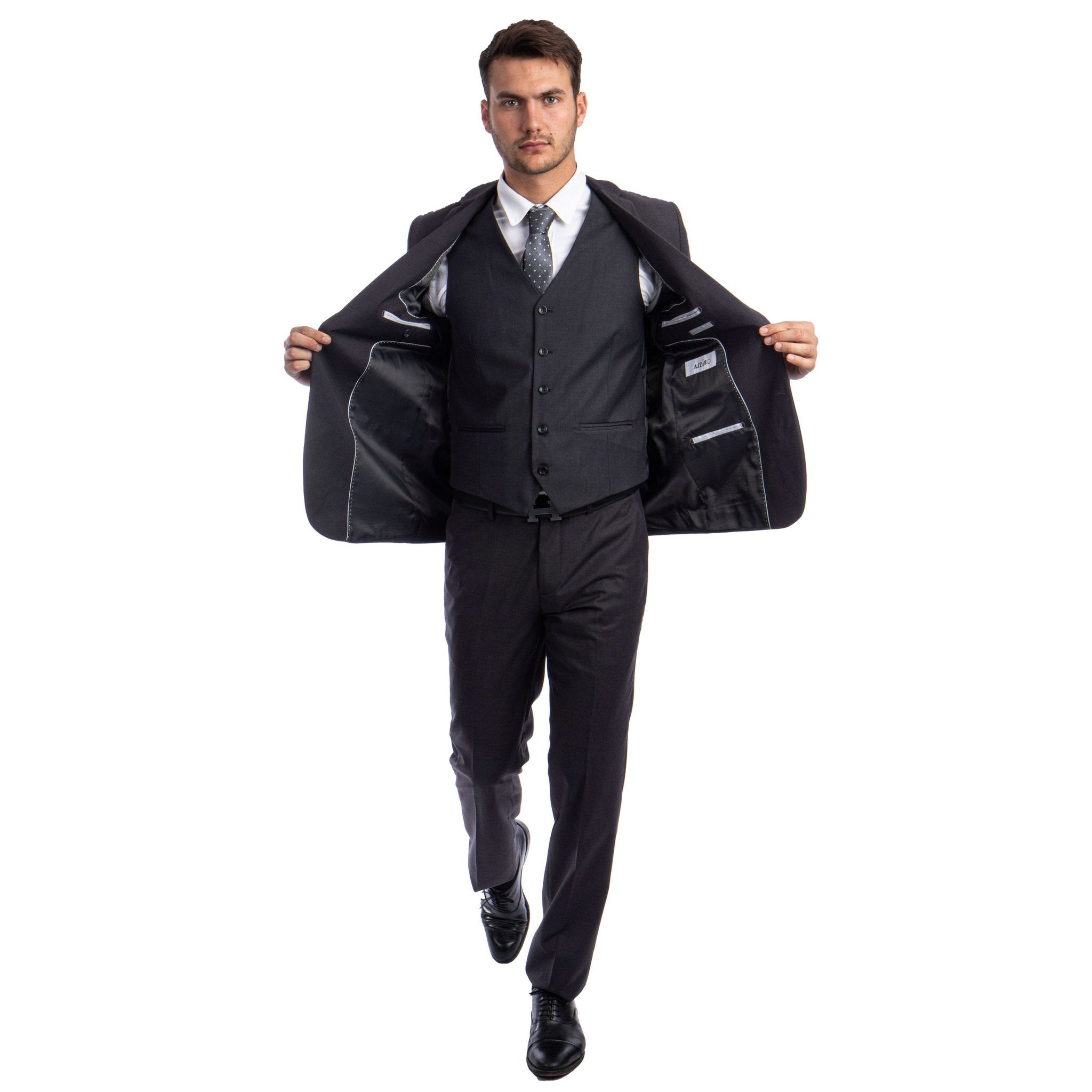 Men's 3pc Solid Suit, Notch Lapel - Bundle Bus