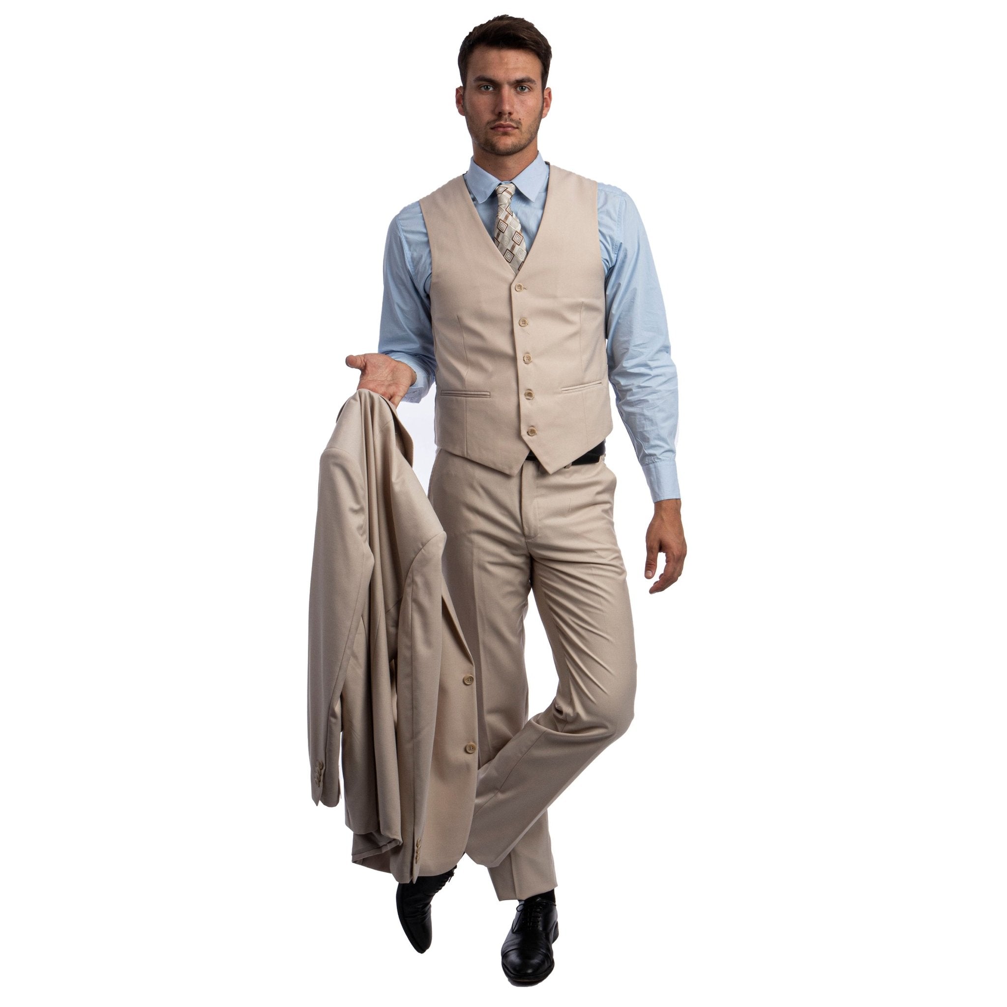 Men's 3pc Solid Suit, Notch Lapel - Bundle Bus