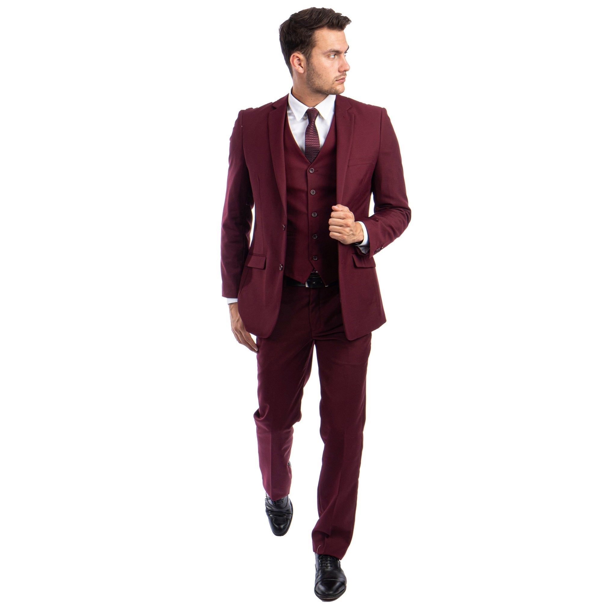Men's 3pc Solid Suit, Notch Lapel - Bundle Bus