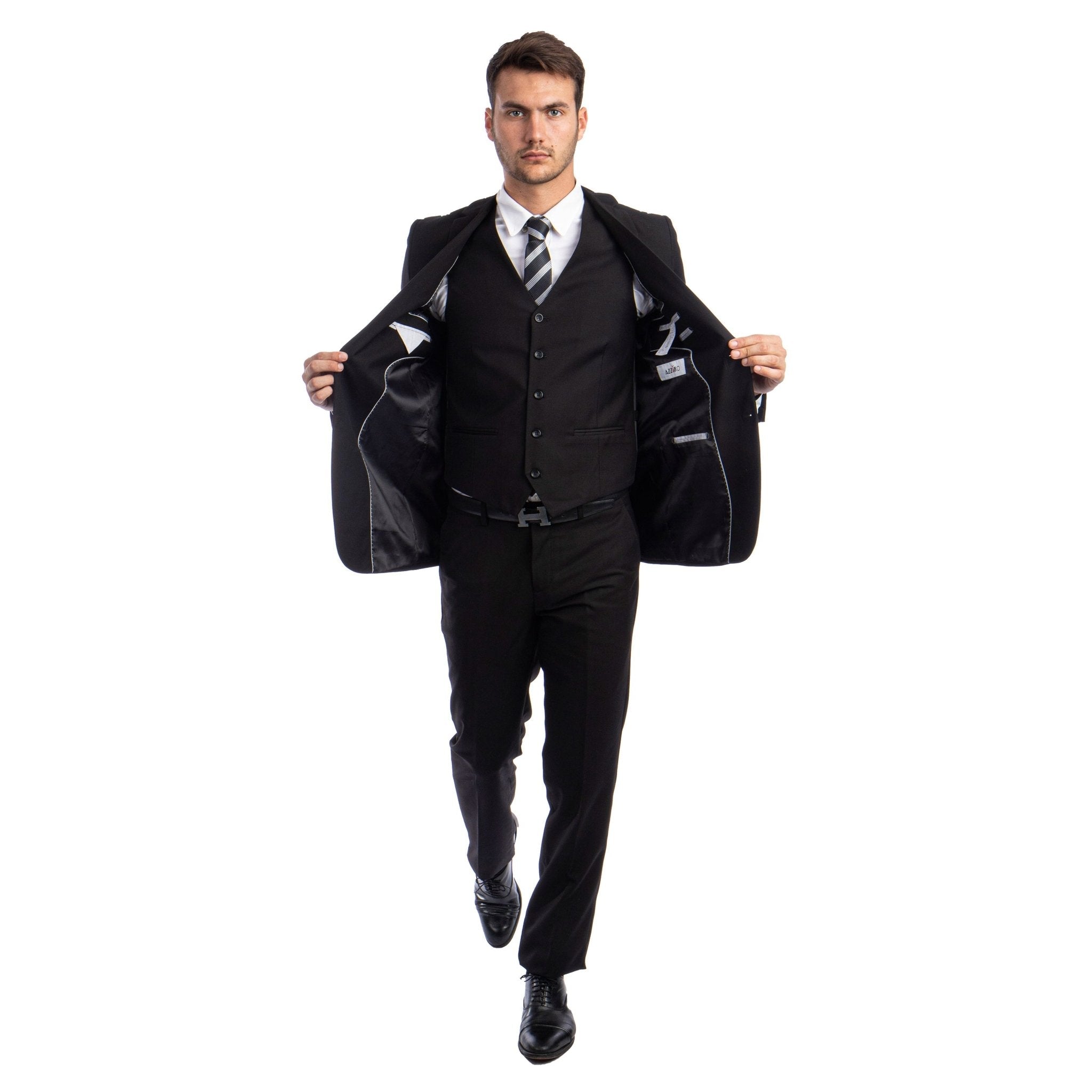Men's 3pc Solid Suit, Notch Lapel - Bundle Bus