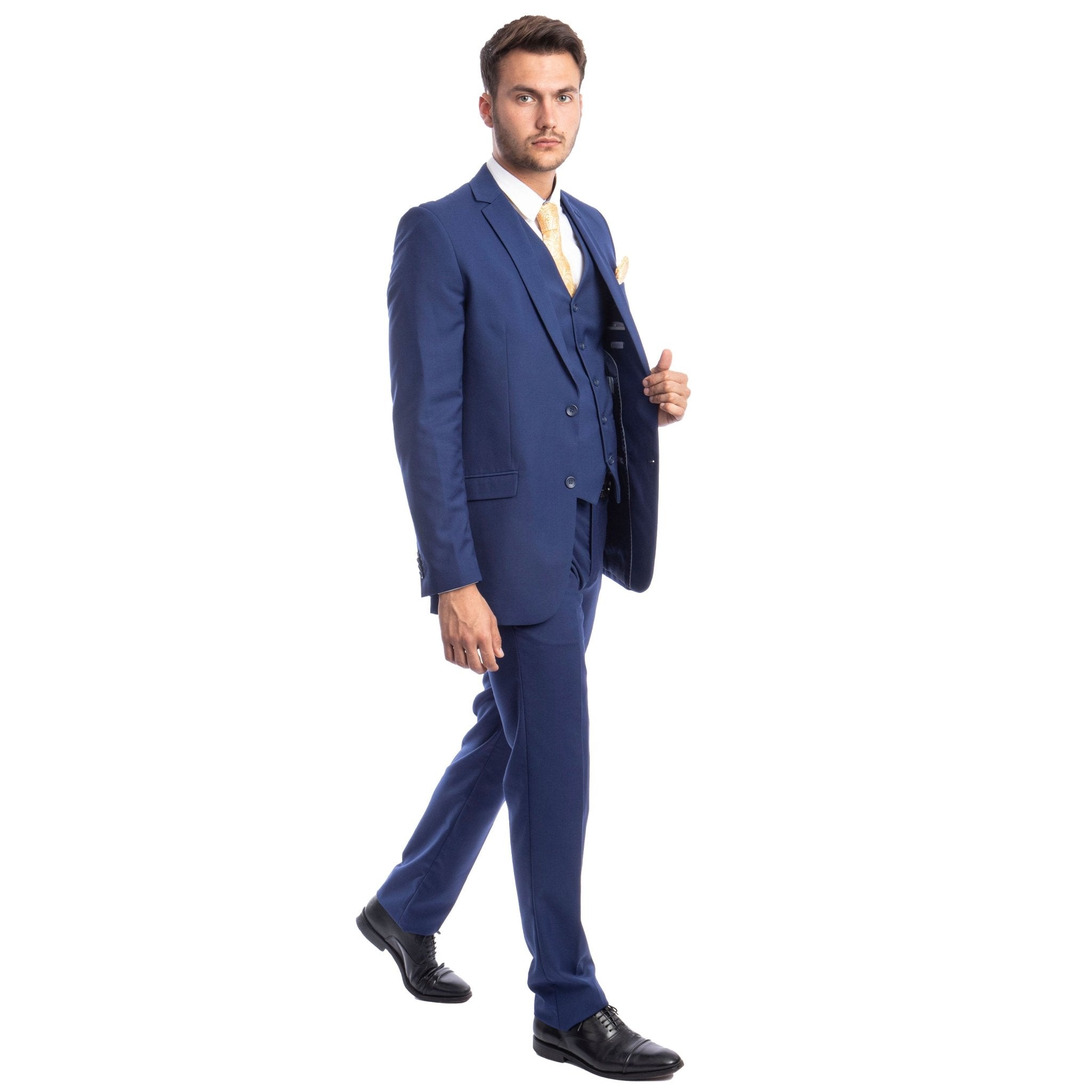Men's 3pc Solid Suit, Notch Lapel - Bundle Bus
