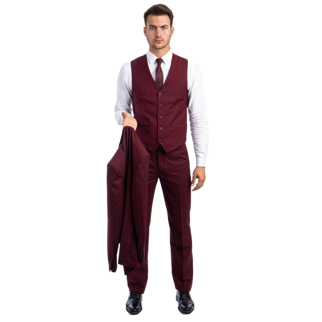 Men's 3pc Solid Suit, Notch Lapel - Bundle Bus