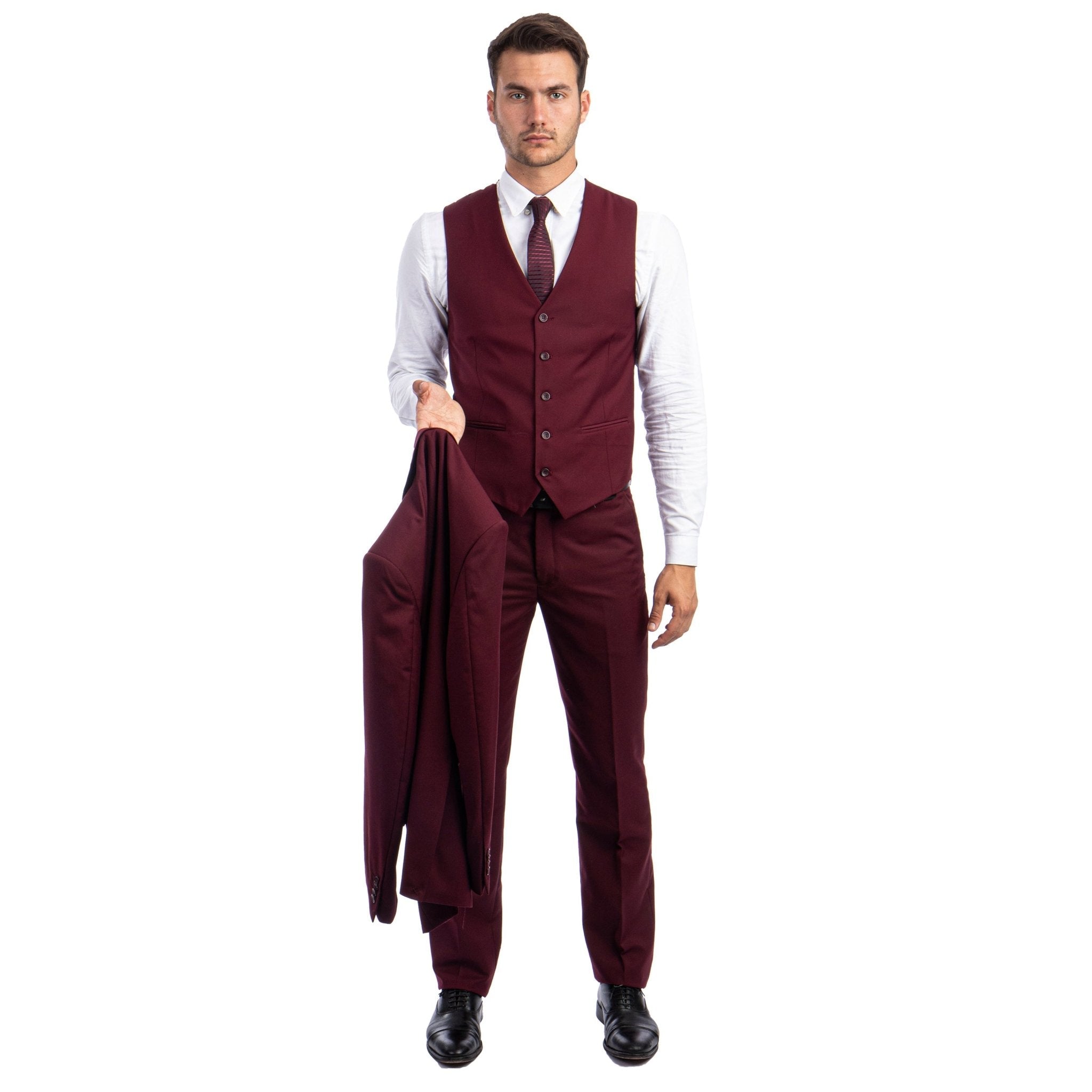 Men's 3pc Solid Suit, Notch Lapel - Bundle Bus