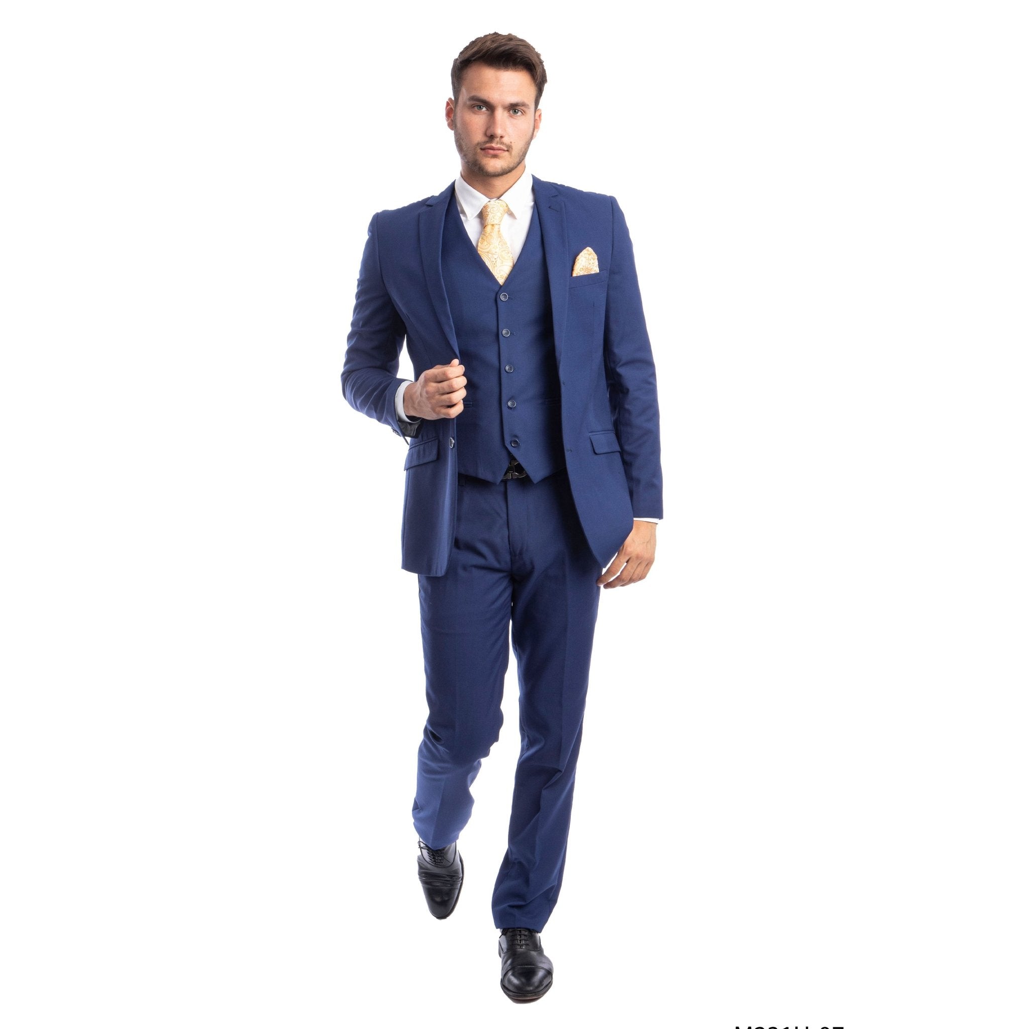 Men's 3pc Solid Suit, Notch Lapel - Bundle Bus