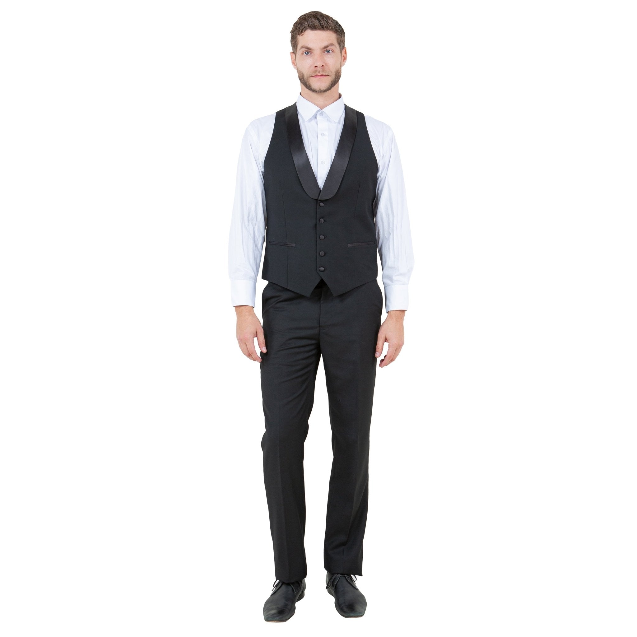 Men's 3pc Tuxedo w/ Satin Shawl Collar & Expandable Clip Pants - Bundle Bus