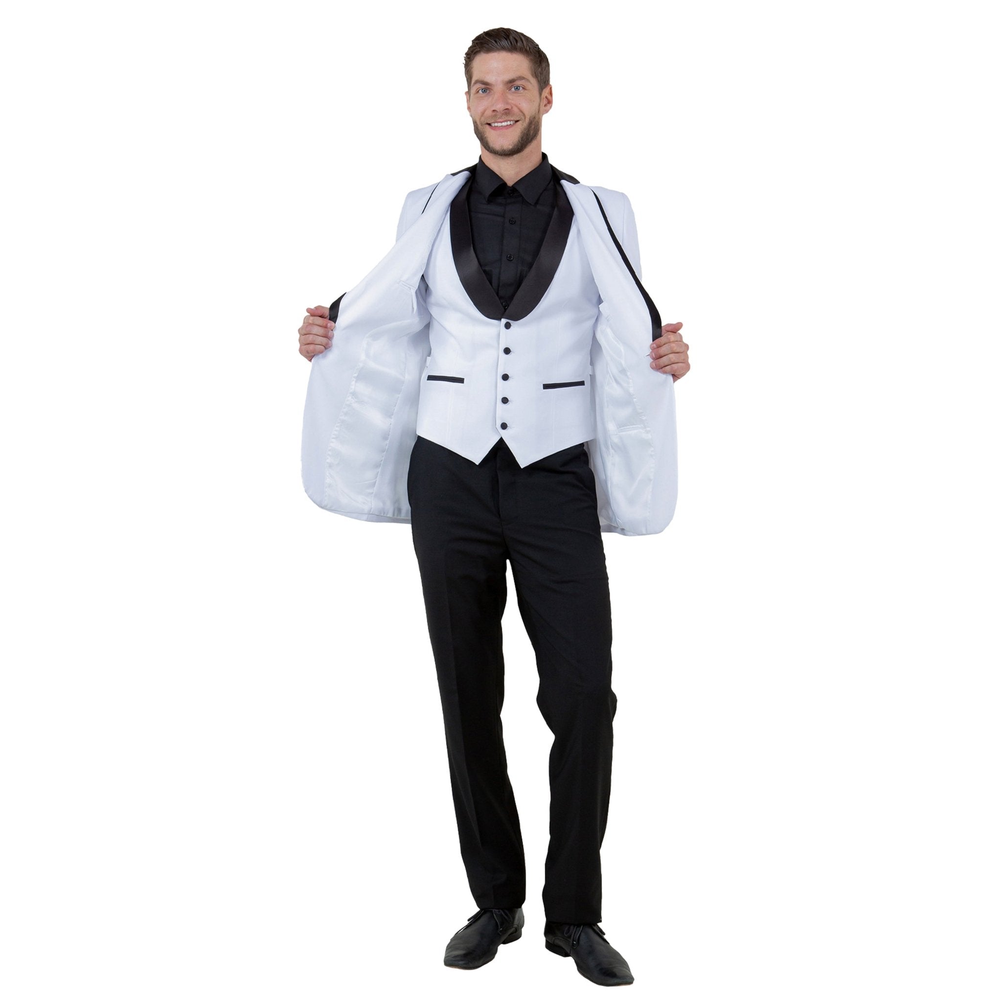 Men's 3pc Tuxedo w/ Satin Shawl Collar & Expandable Clip Pants - Bundle Bus