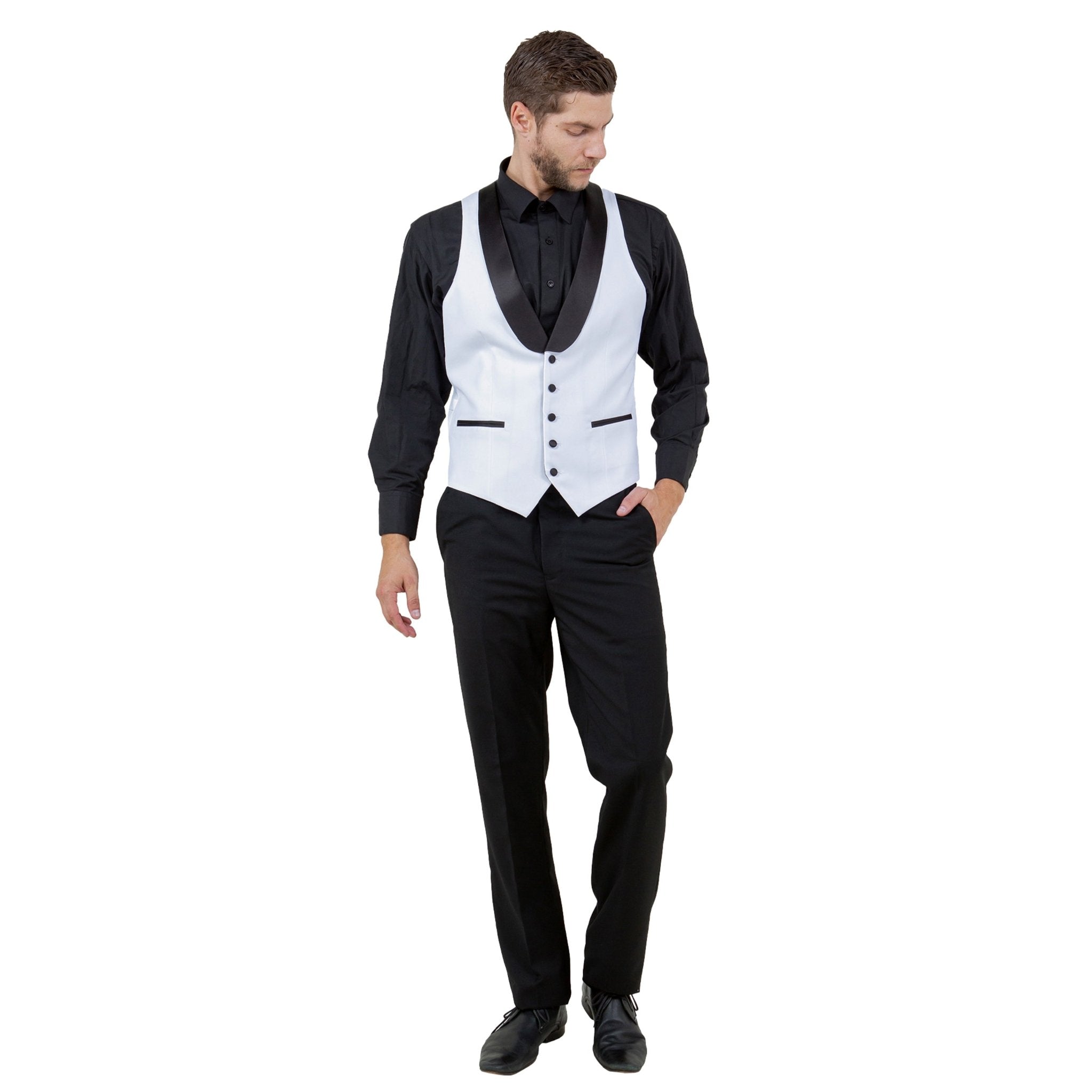 Men's 3pc Tuxedo w/ Satin Shawl Collar & Expandable Clip Pants - Bundle Bus