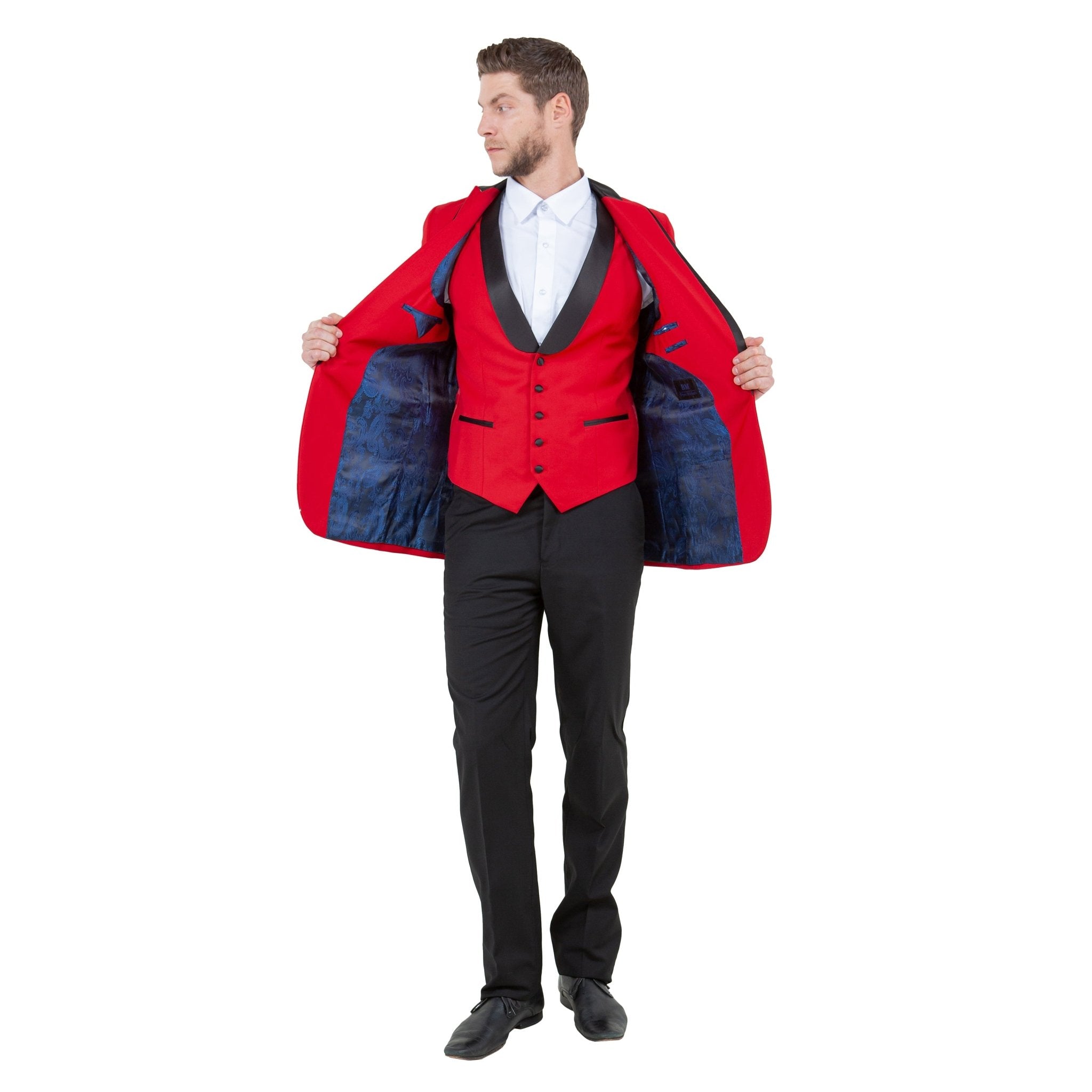 Men's 3pc Tuxedo w/ Satin Shawl Collar & Expandable Clip Pants - Bundle Bus