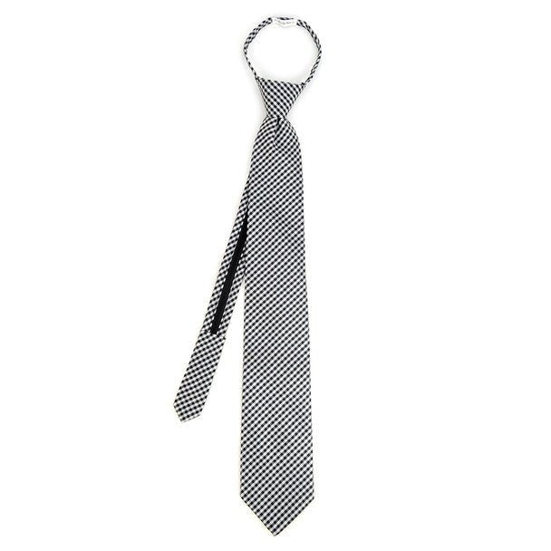 Men's Black Checkered Zipper Tie - MPWZ-BLK5 - Bundle Bus