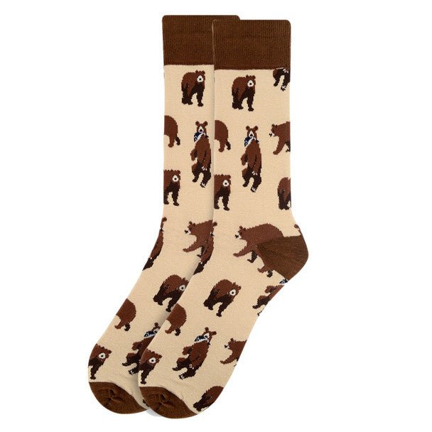 Men's Brown Bear Novelty Socks - NVS19377 - Bundle Bus