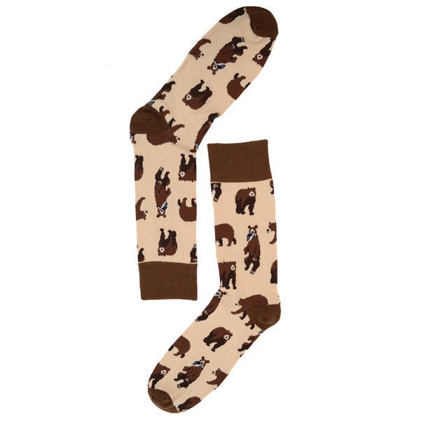 Men's Brown Bear Novelty Socks - NVS19377 - Bundle Bus