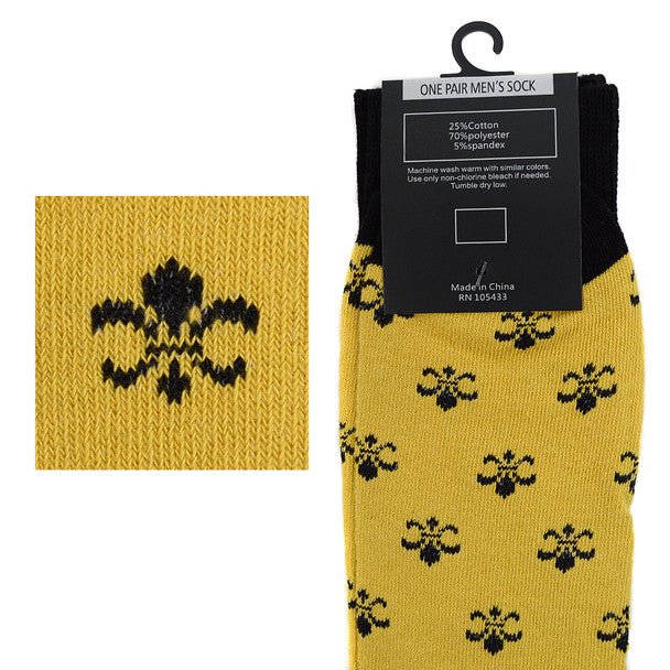 Men's Cotton Fleur-de-lis Novelty Socks- FLS01 - Bundle Bus