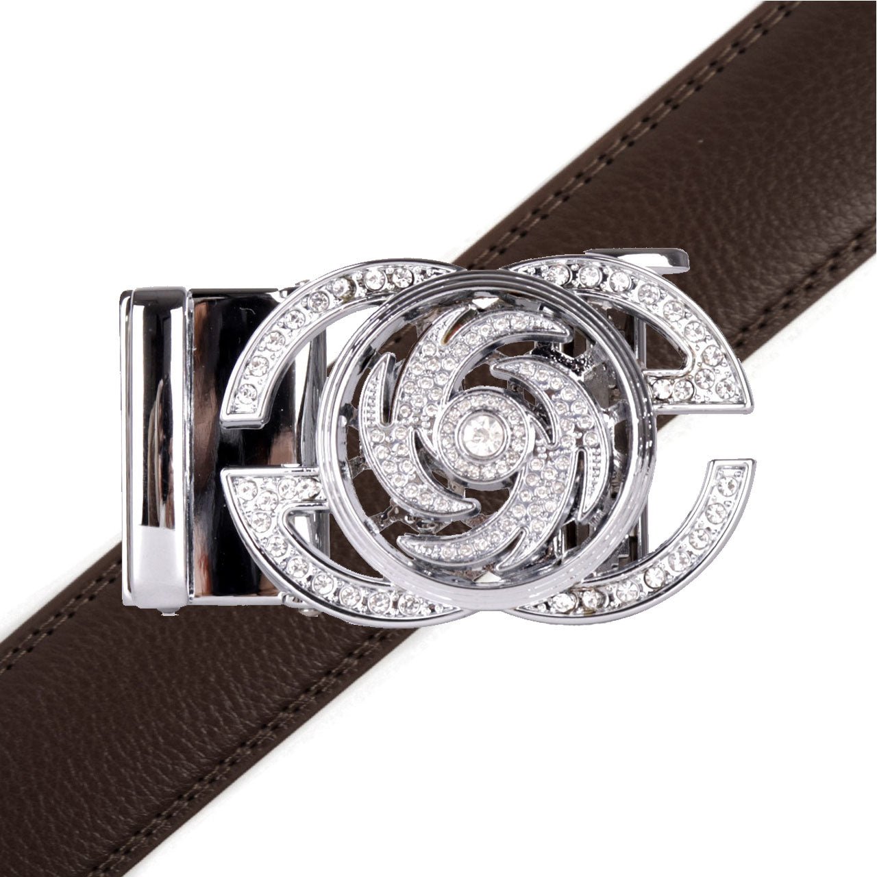 Men's Decor Rotating Bling Ratchet Belt-MGLBB59-SIL - Bundle Bus