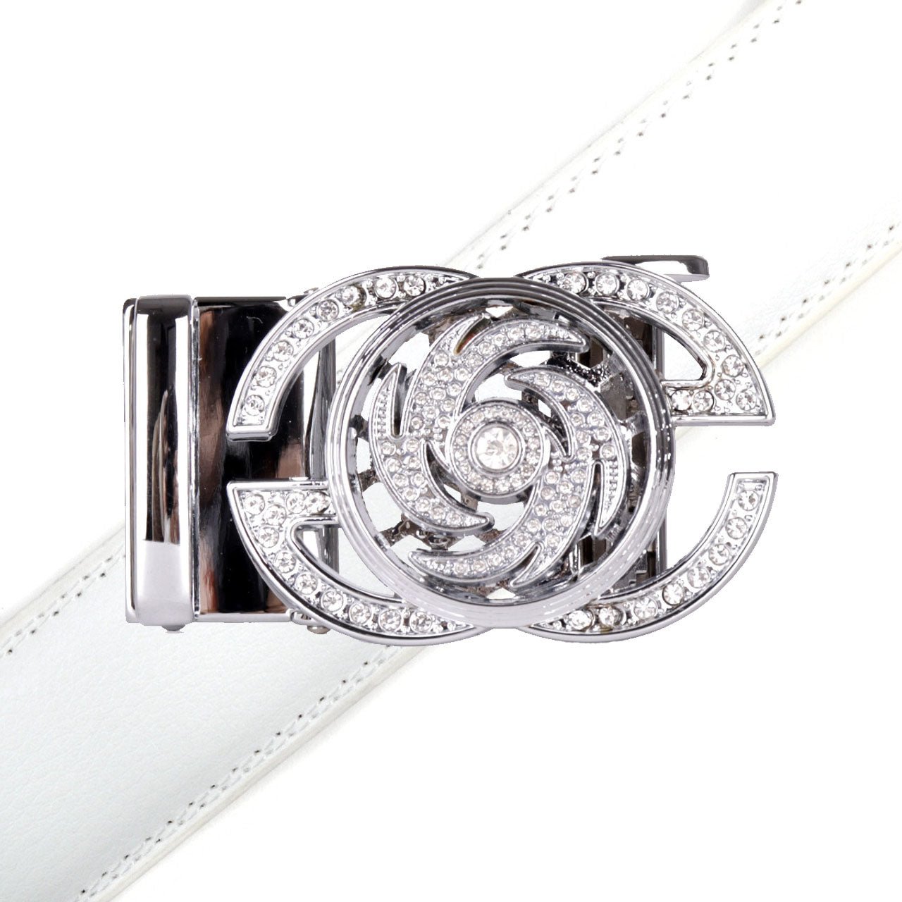 Men's Decor Rotating Bling Ratchet Belt-MGLBB59-SIL - Bundle Bus