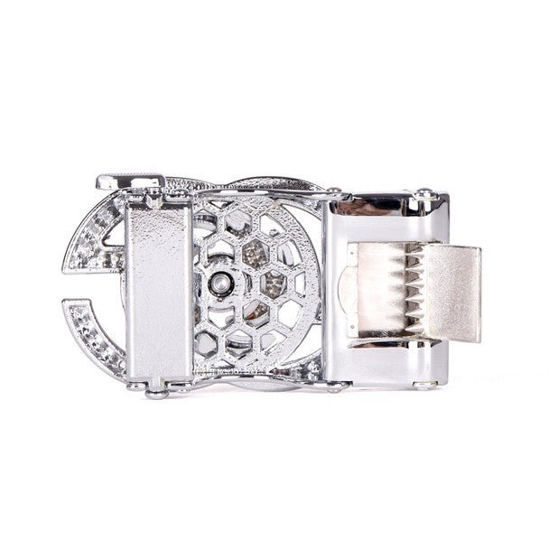 Men's Decor Rotating Bling Ratchet Belt-MGLBB59-SIL - Bundle Bus
