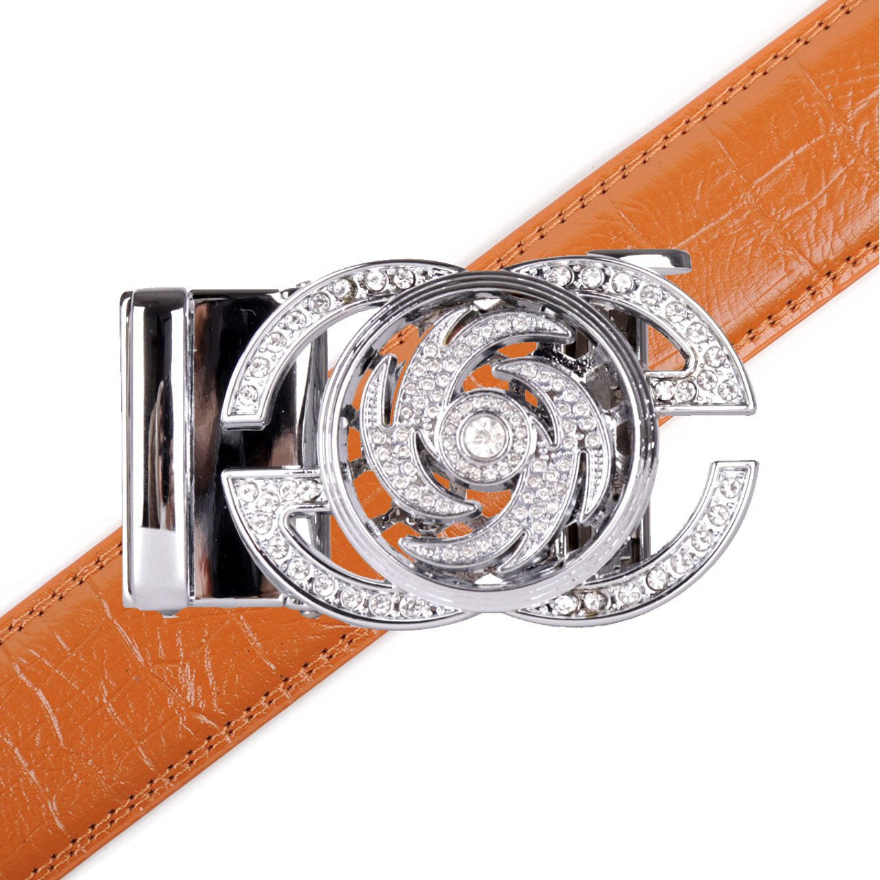 Men's Decor Rotating Bling Ratchet Belt-MGLBB59-SIL - Bundle Bus