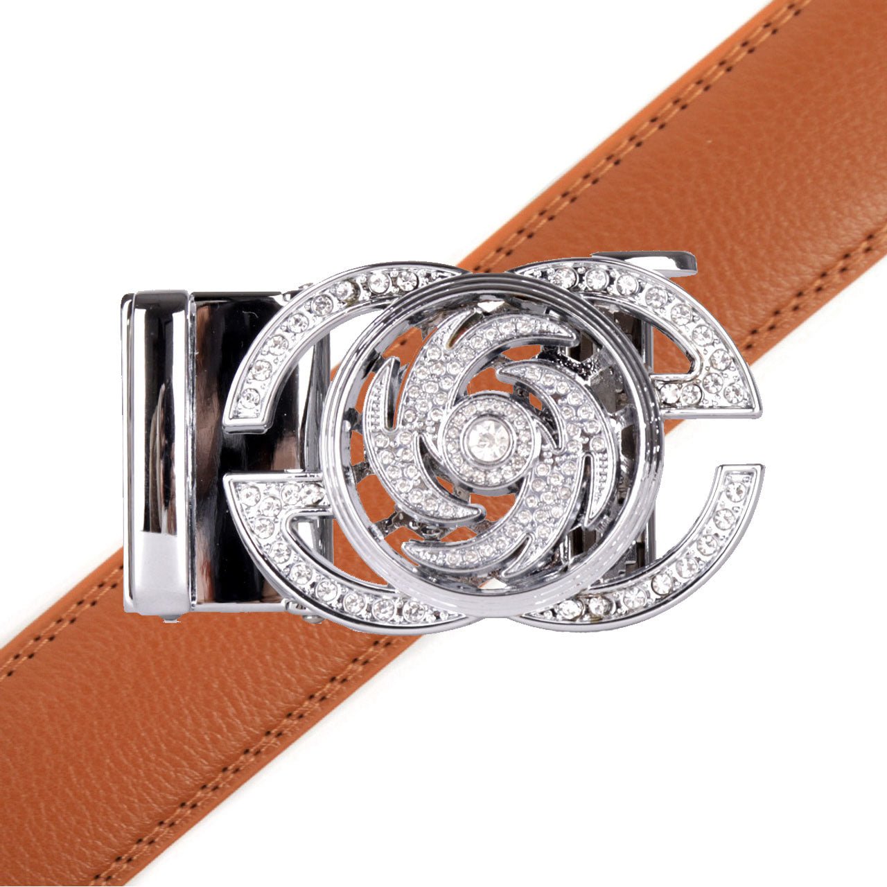Men's Decor Rotating Bling Ratchet Belt-MGLBB59-SIL - Bundle Bus