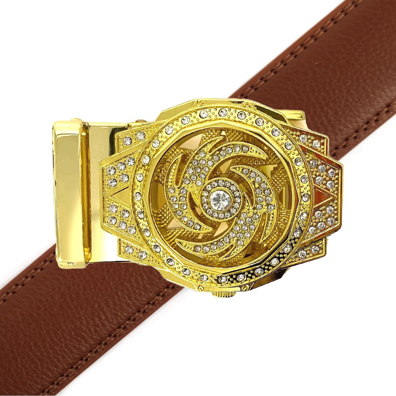 Men's Decor Rotating Bling Ratchet Belt-MGLBB60-GD - Bundle Bus