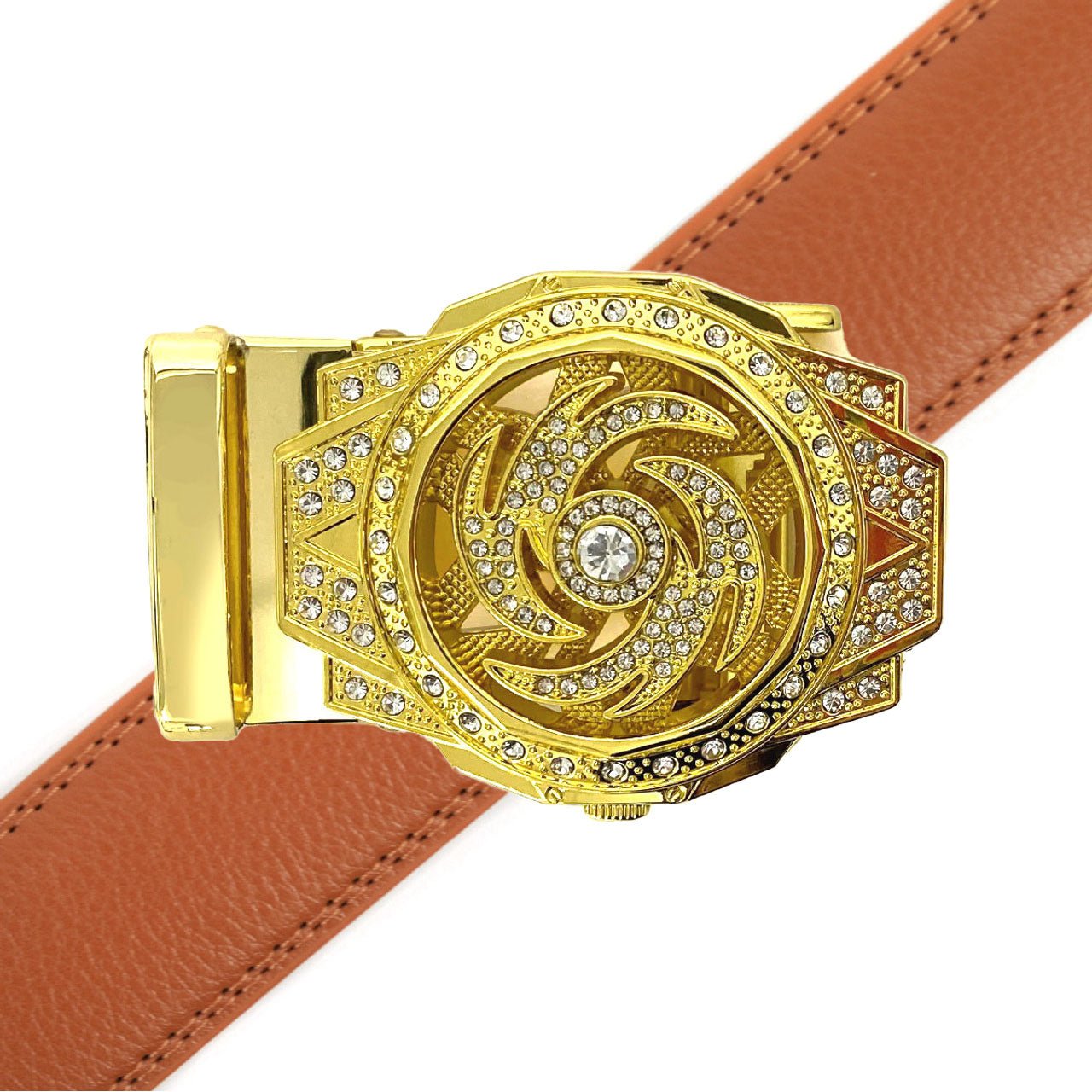 Men's Decor Rotating Bling Ratchet Belt-MGLBB60-GD - Bundle Bus