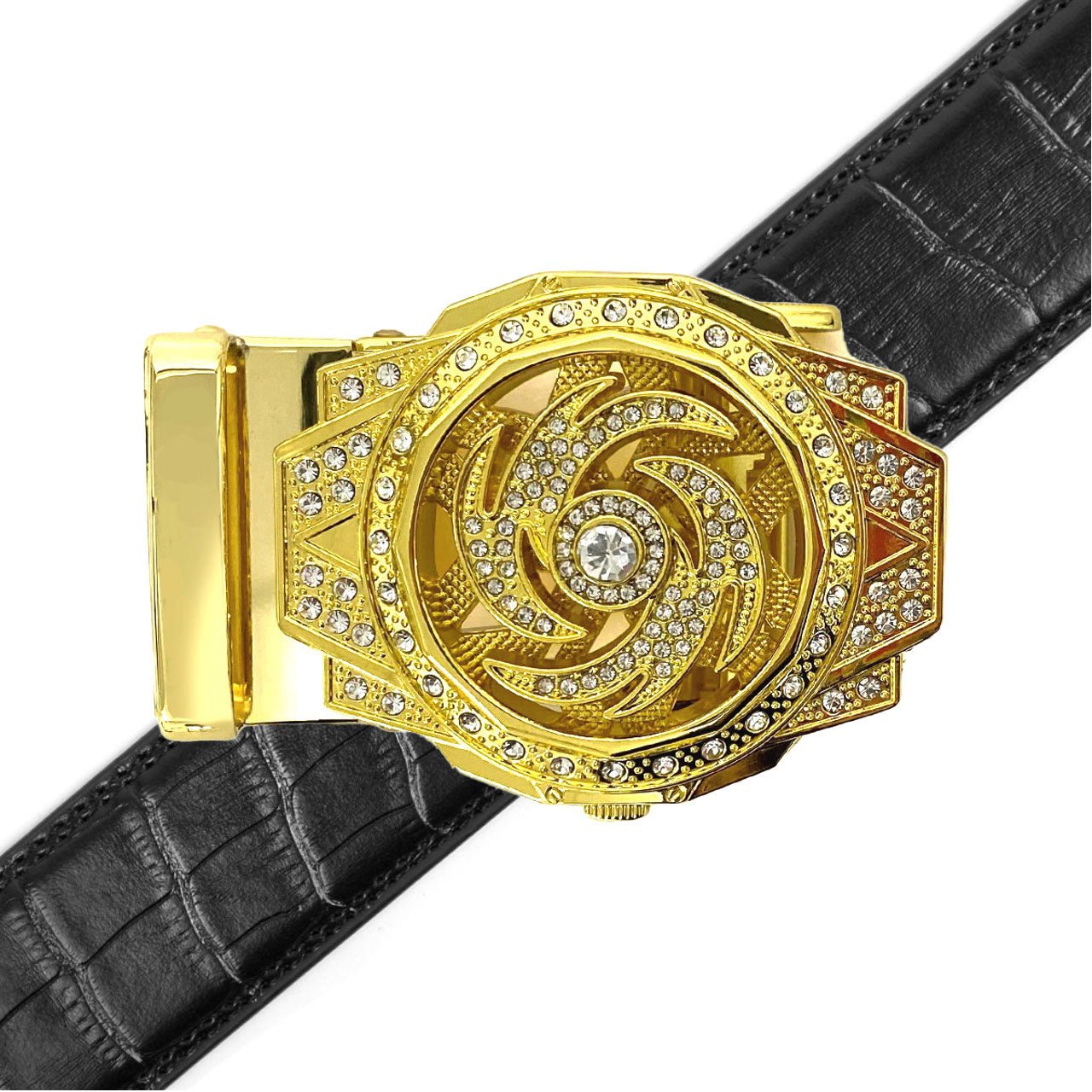 Men's Decor Rotating Bling Ratchet Belt-MGLBB60-GD - Bundle Bus