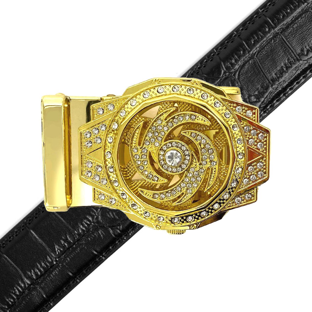 Men's Decor Rotating Bling Ratchet Belt-MGLBB60-GD - Bundle Bus