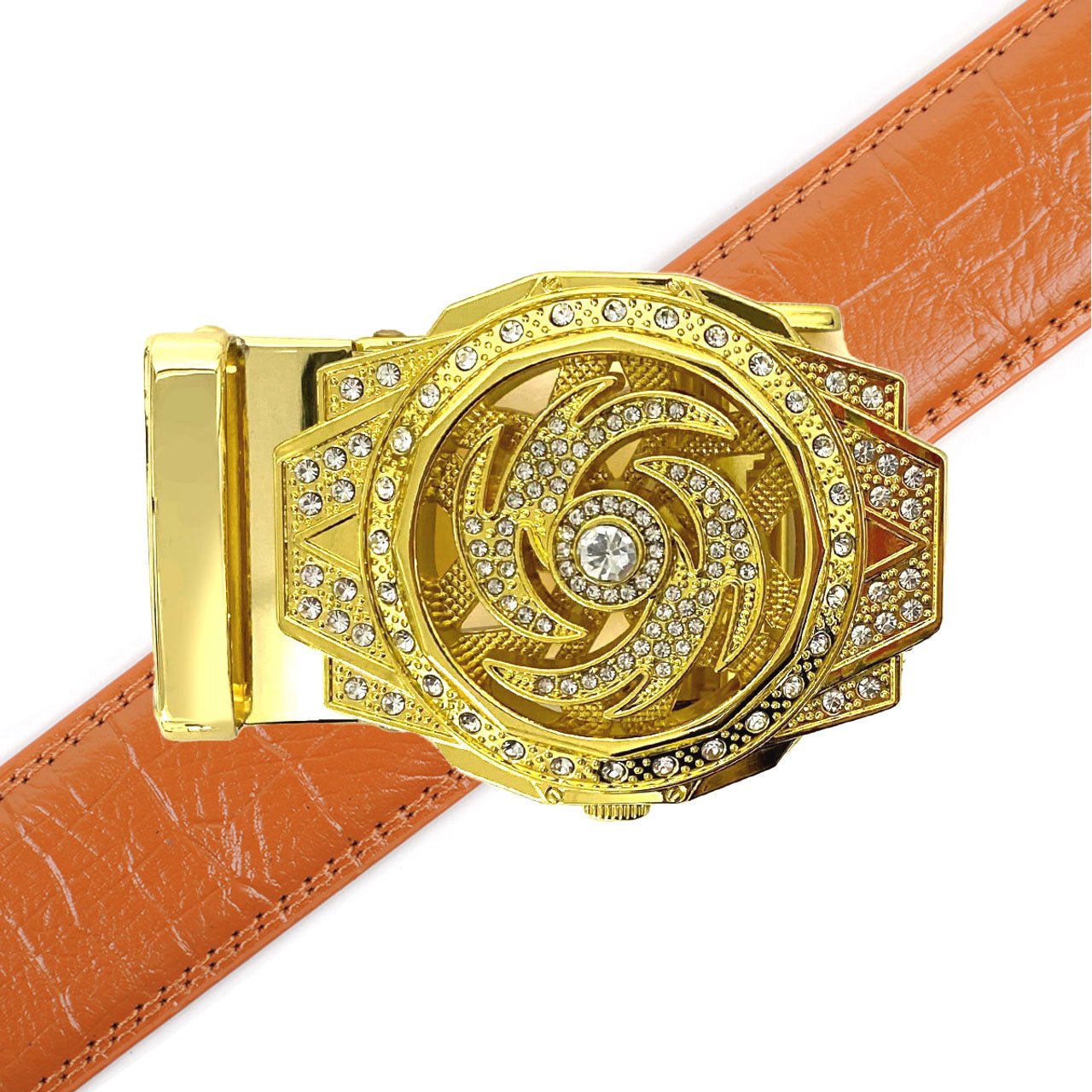 Men's Decor Rotating Bling Ratchet Belt-MGLBB60-GD - Bundle Bus