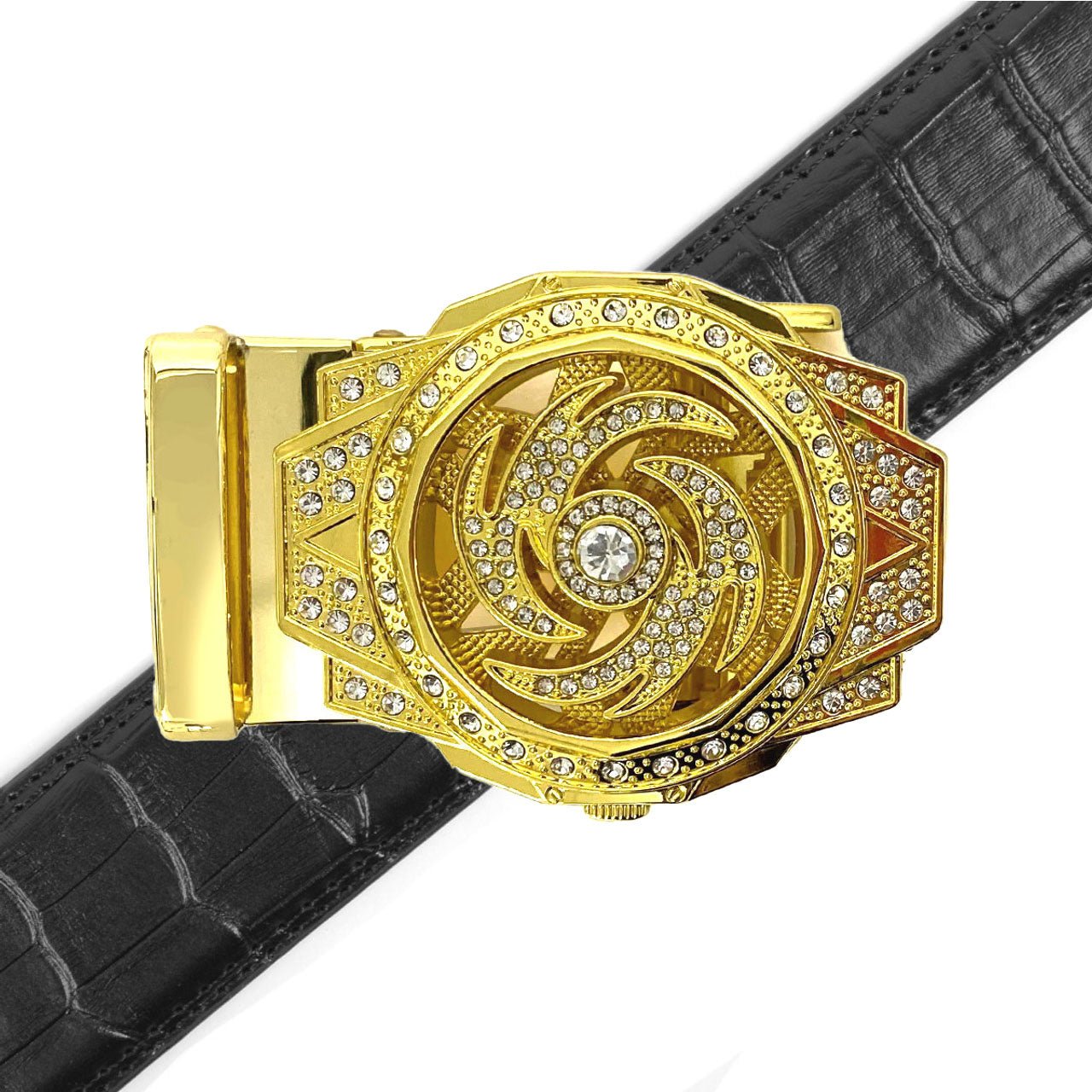 Men's Decor Rotating Bling Ratchet Belt-MGLBB60-GD - Bundle Bus