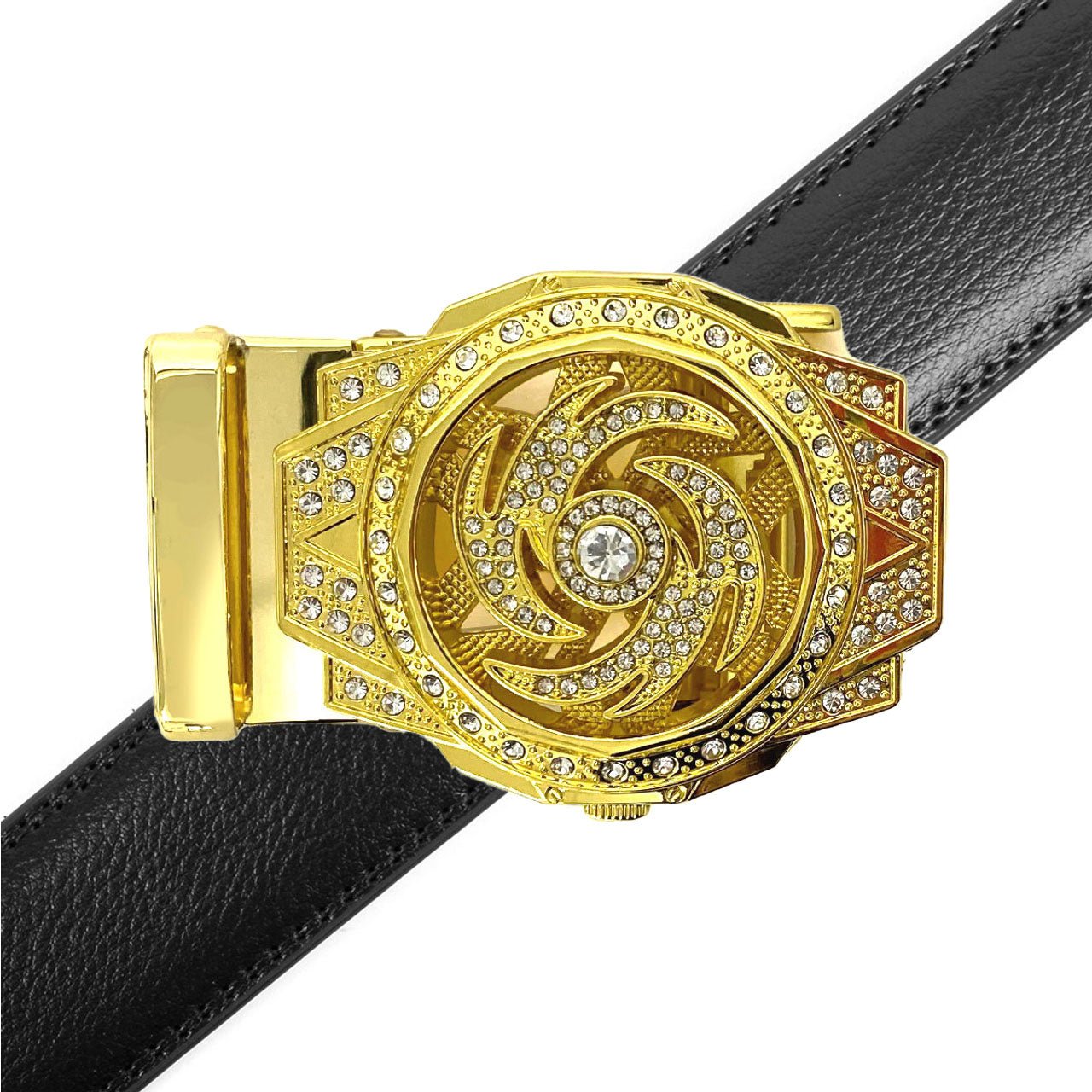 Men's Decor Rotating Bling Ratchet Belt-MGLBB60-GD - Bundle Bus