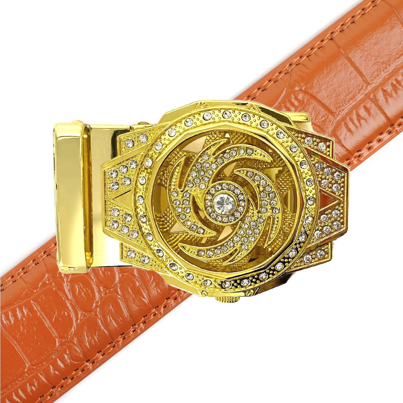 Men's Decor Rotating Bling Ratchet Belt-MGLBB60-GD - Bundle Bus