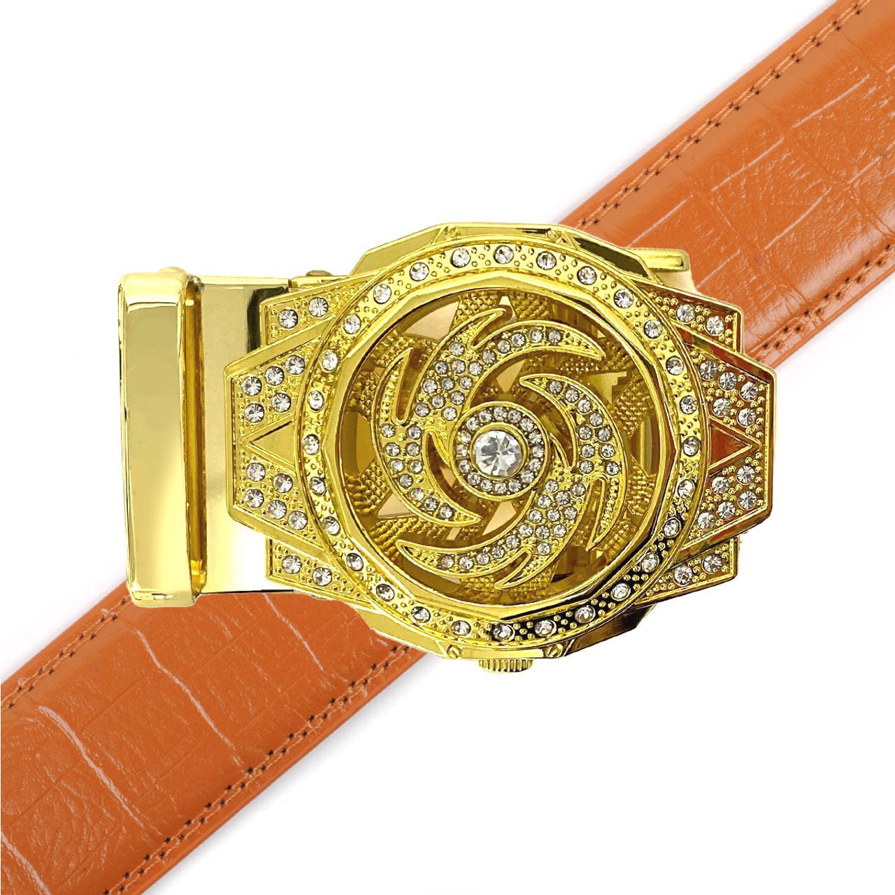 Men's Decor Rotating Bling Ratchet Belt-MGLBB60-GD - Bundle Bus