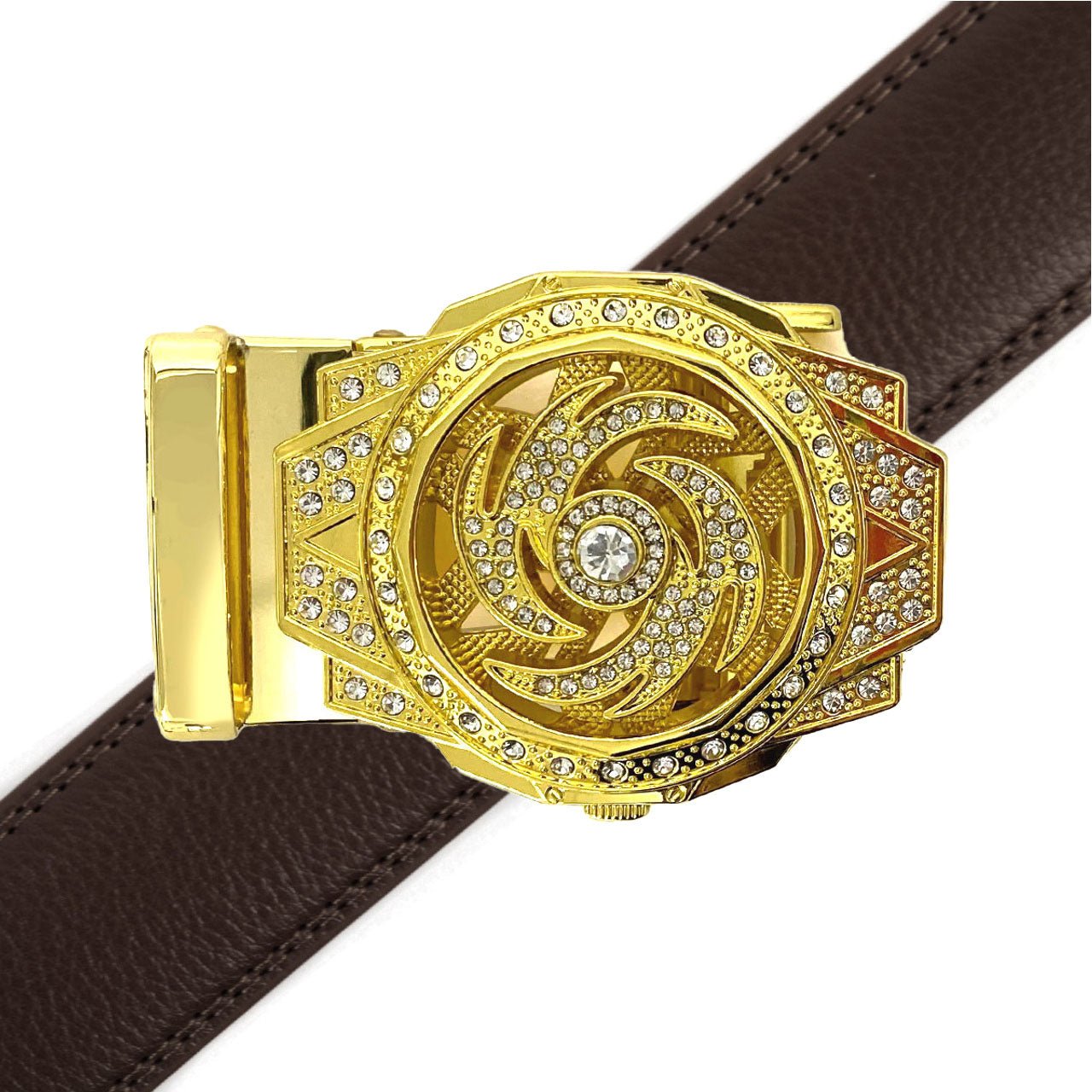 Men's Decor Rotating Bling Ratchet Belt-MGLBB60-GD - Bundle Bus