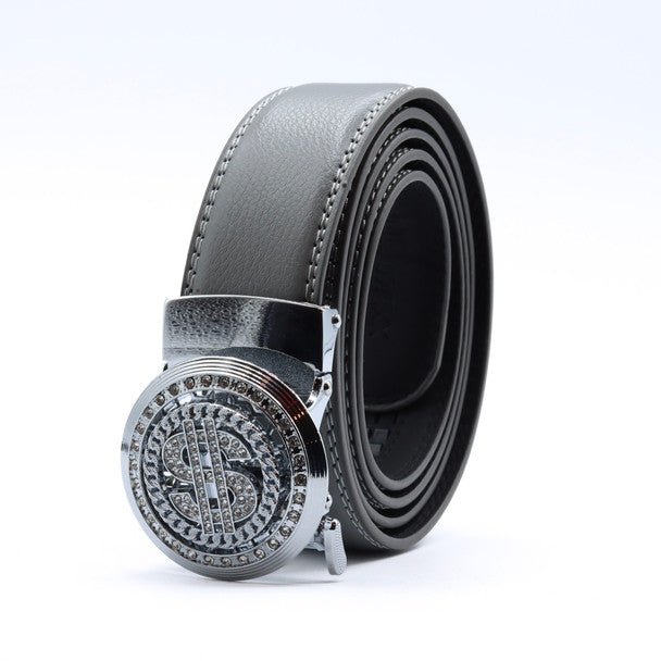 Men's Dollar Sign Rotating Bling Ratchet Belt-MGLBB65-SIL - Bundle Bus