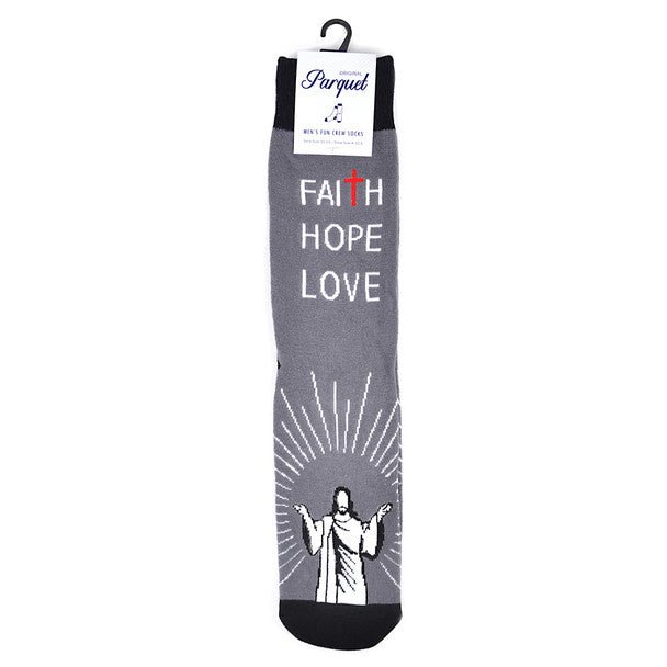 Men's Faith Hope Love Novelty Socks - NVS19574-GRY - Bundle Bus